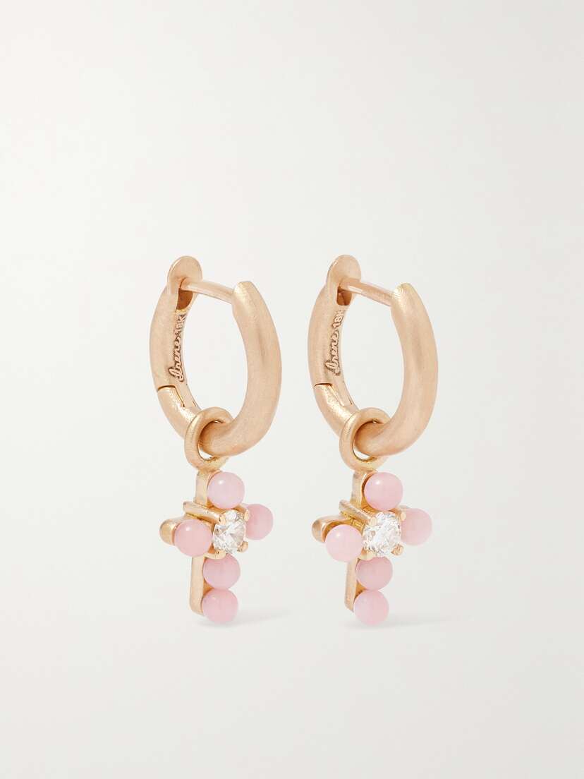 Irene Neuwirth Gumball 18-karat Rose Gold, Opal And Diamond Hoop Earrings