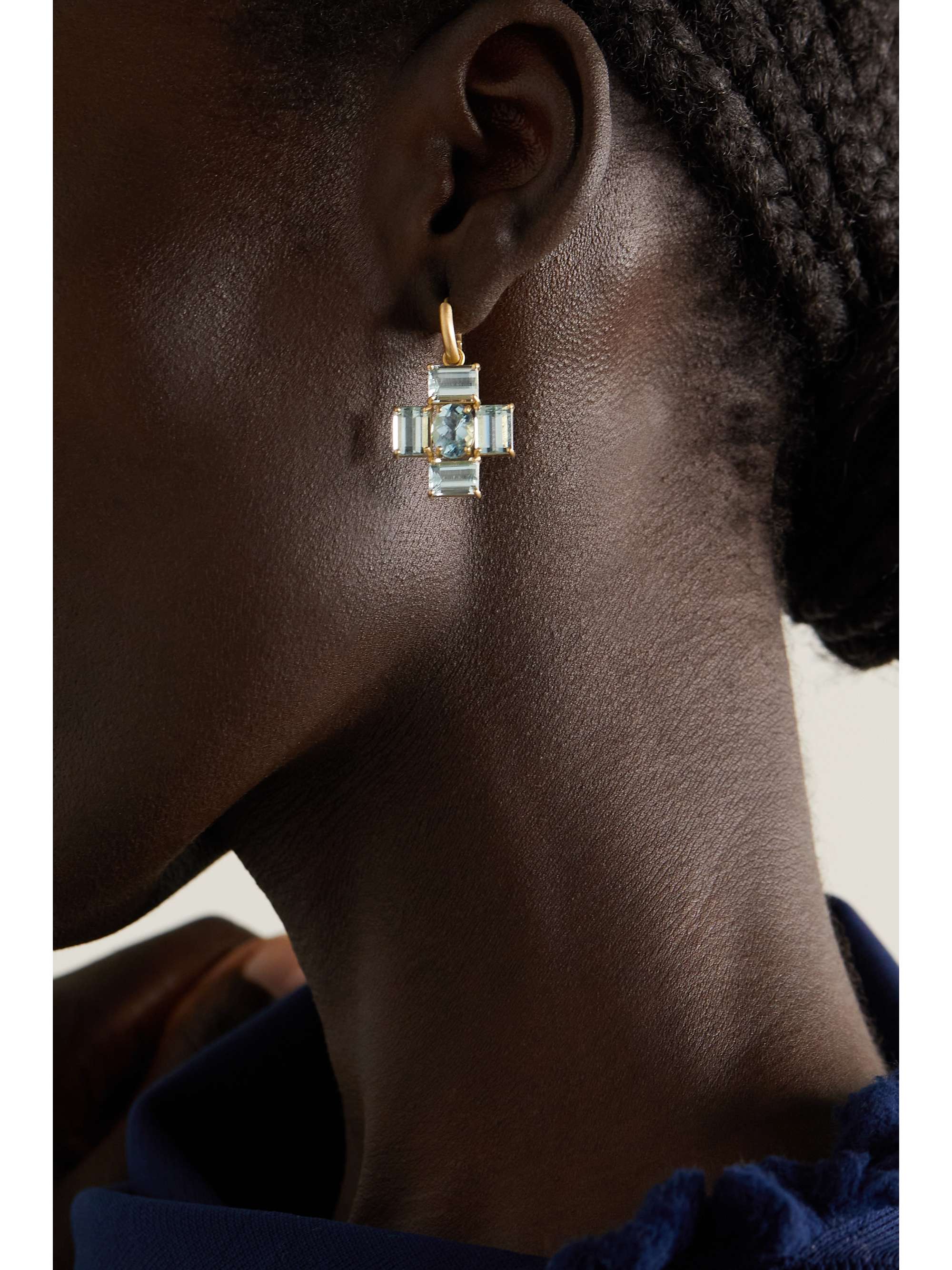 IRENE NEUWIRTH Gemmy Gem 18-karat gold aquamarine hoop earrings