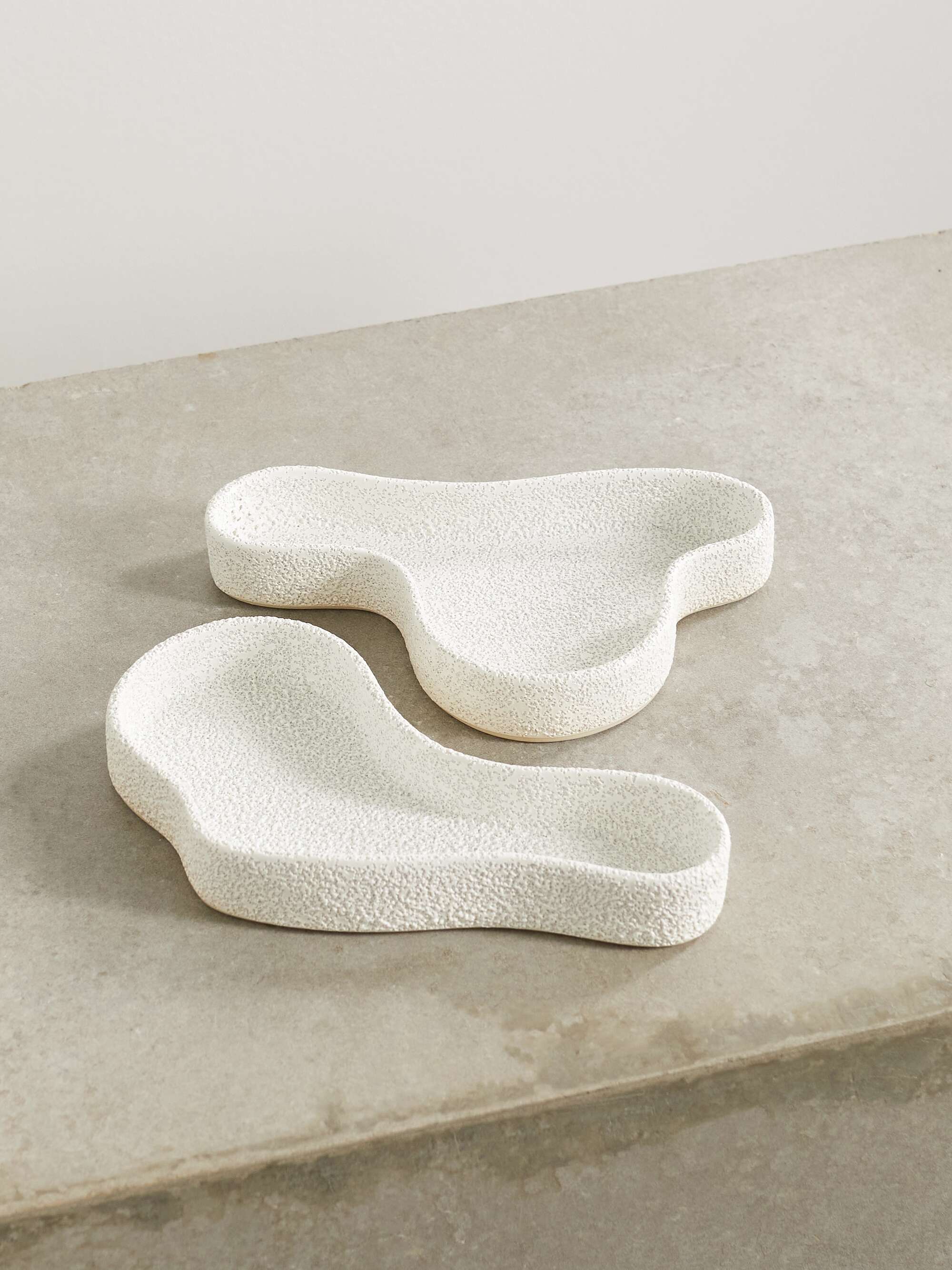 Set of two glazed ceramic trays
