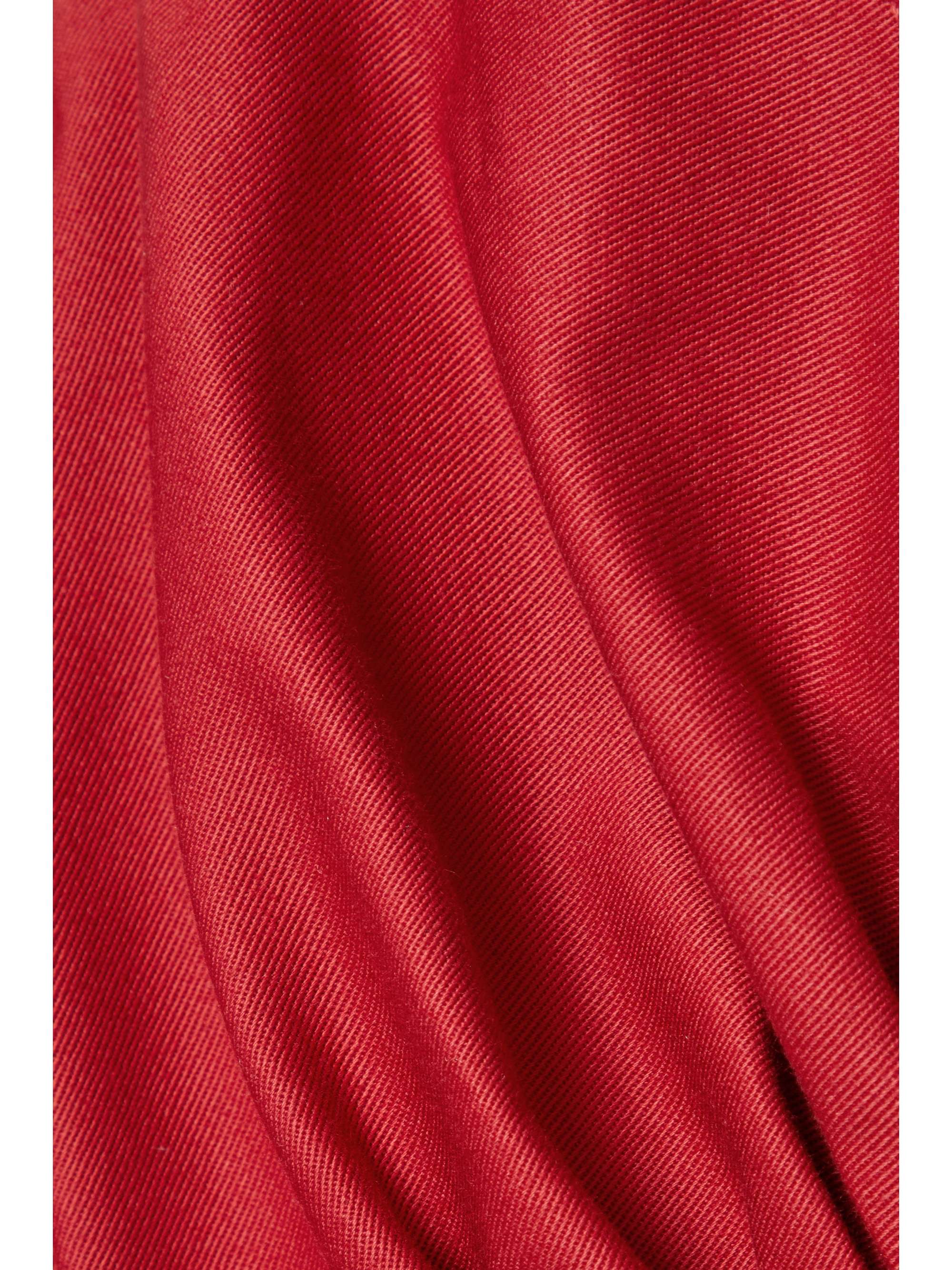 CAROLINA HERRERA 缩褶棉质混纺斜纹布迷你连衣裙