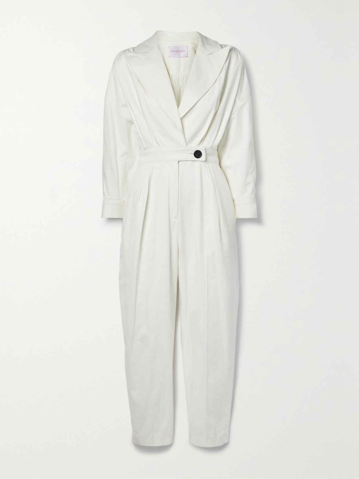 Carolina Herrera Pleated Cotton-blend Twill Jumpsuit