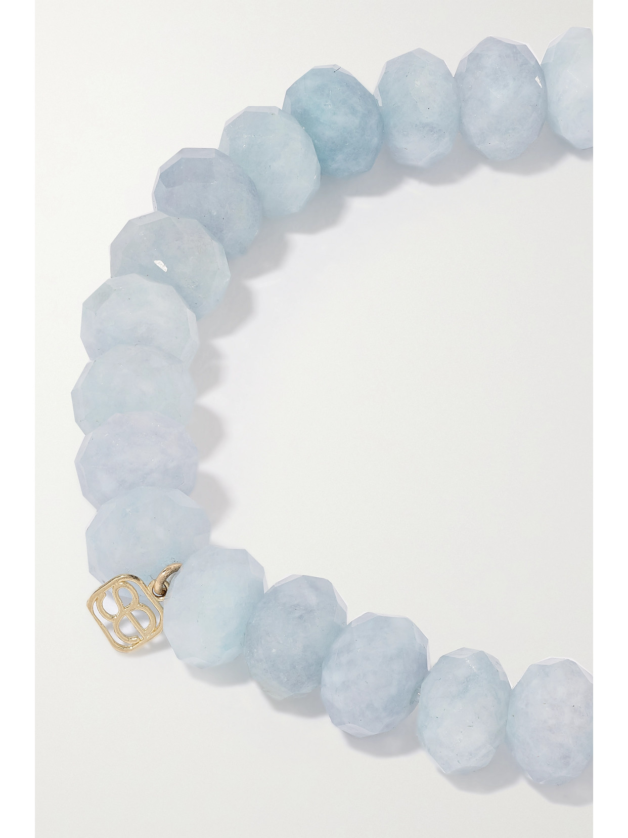 Sydney Evan Medium Monstera Leaf 14-karat Gold, Aquamarine And Diamond Bracelet In Gold