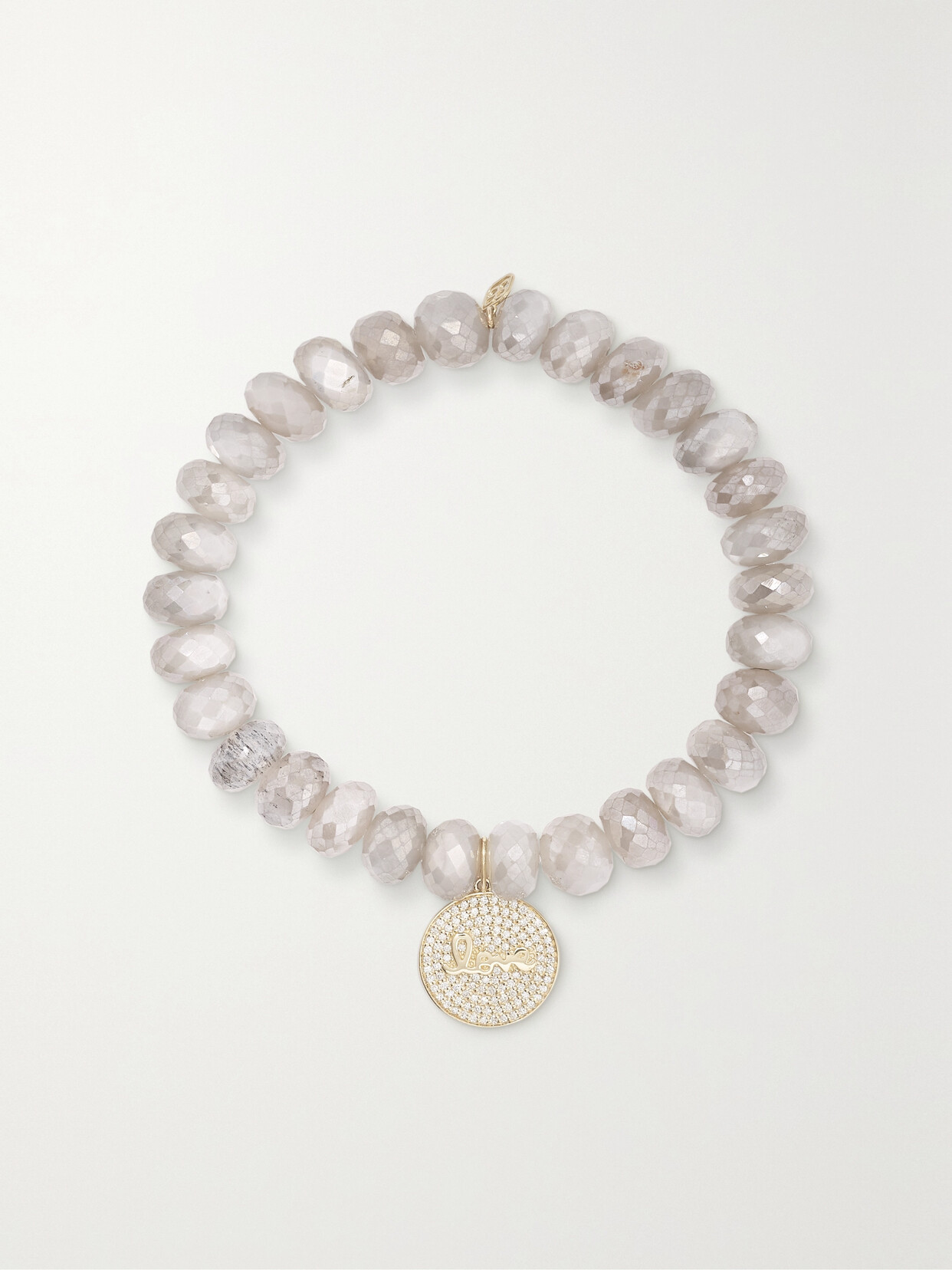 Sydney Evan Love Script 14-karat Gold, Moonstone And Diamond Bracelet