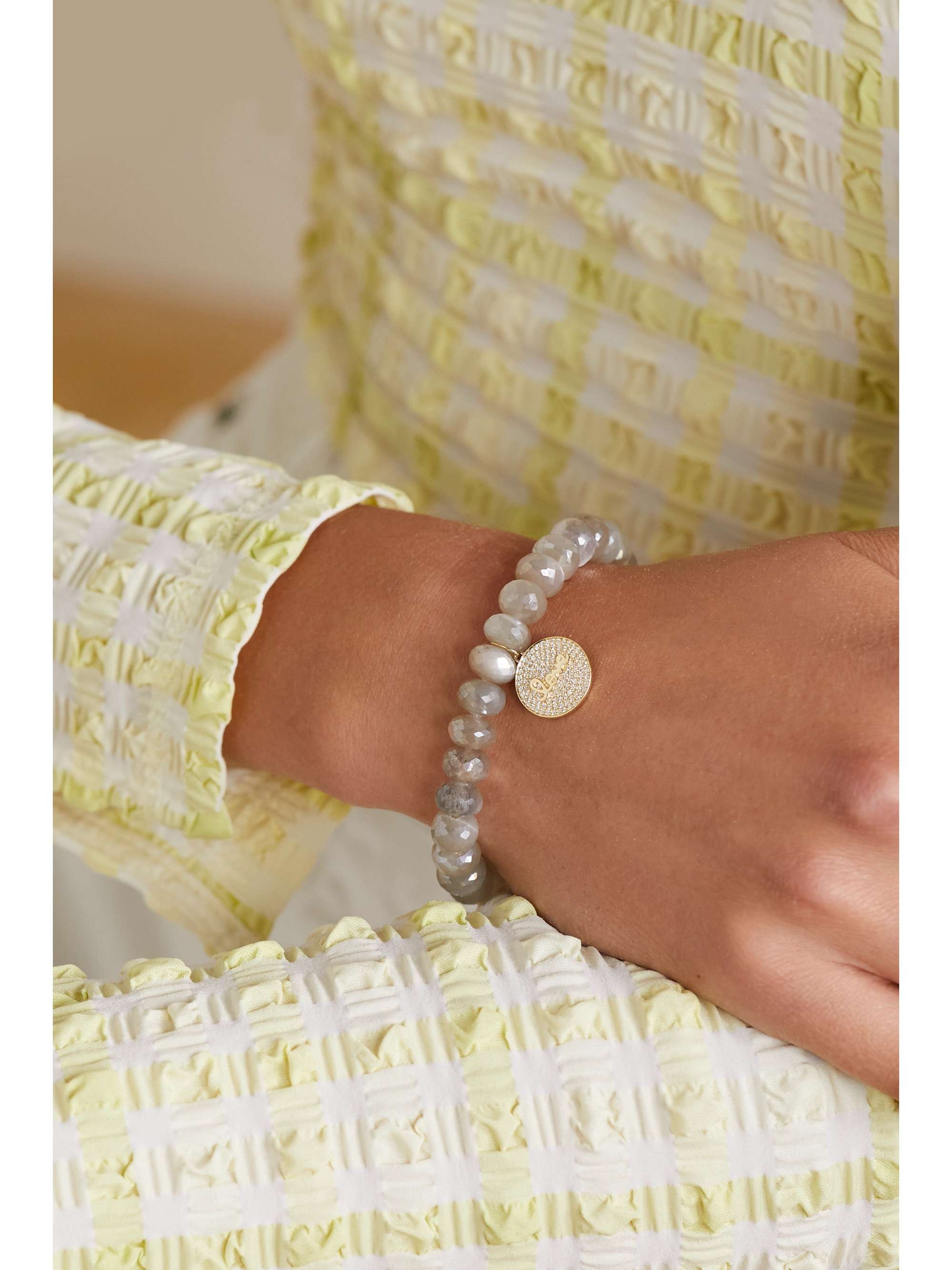 SYDNEY EVAN Large Sand Dollar 14-karat gold, moonstone and diamond bracelet