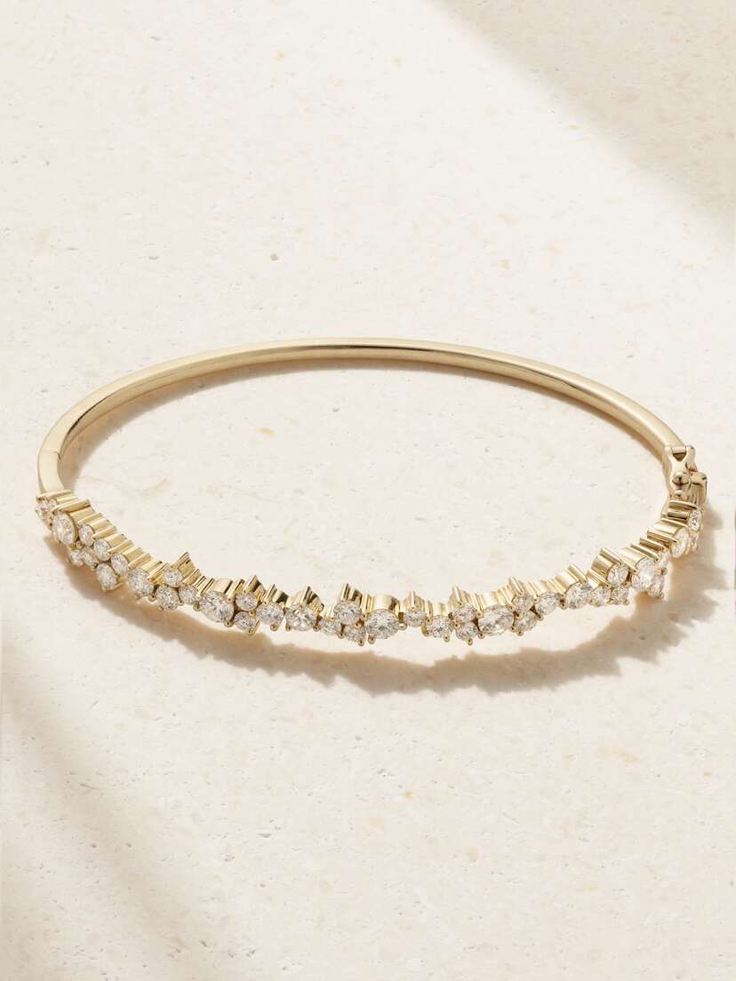 Sydney Evan 14-karat Gold Diamond Bangle