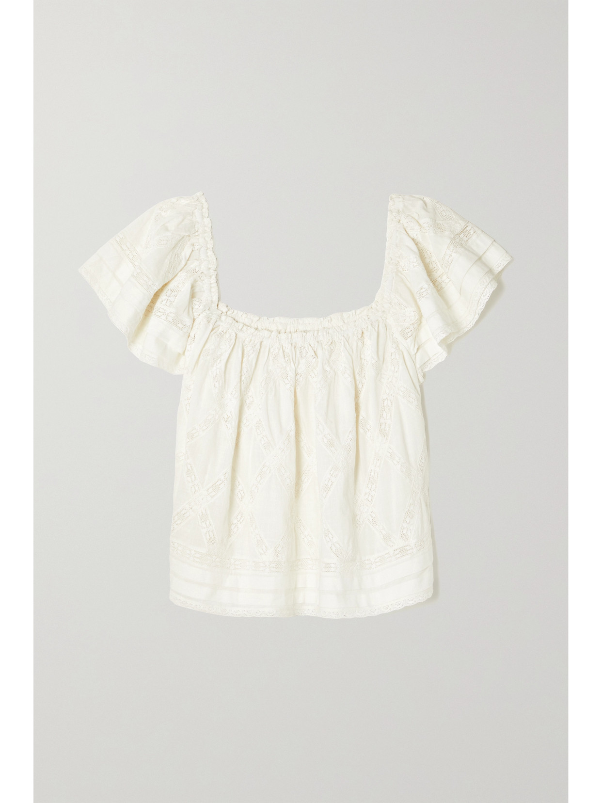 The Great The West Crochet-trimmed Cotton-voile Blouse - White