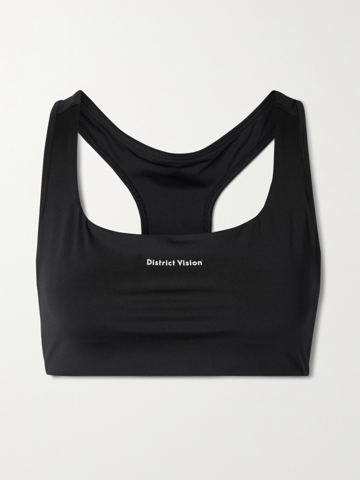 District Vision Citta Printed Recycled Stretch Sports Bra In Black
