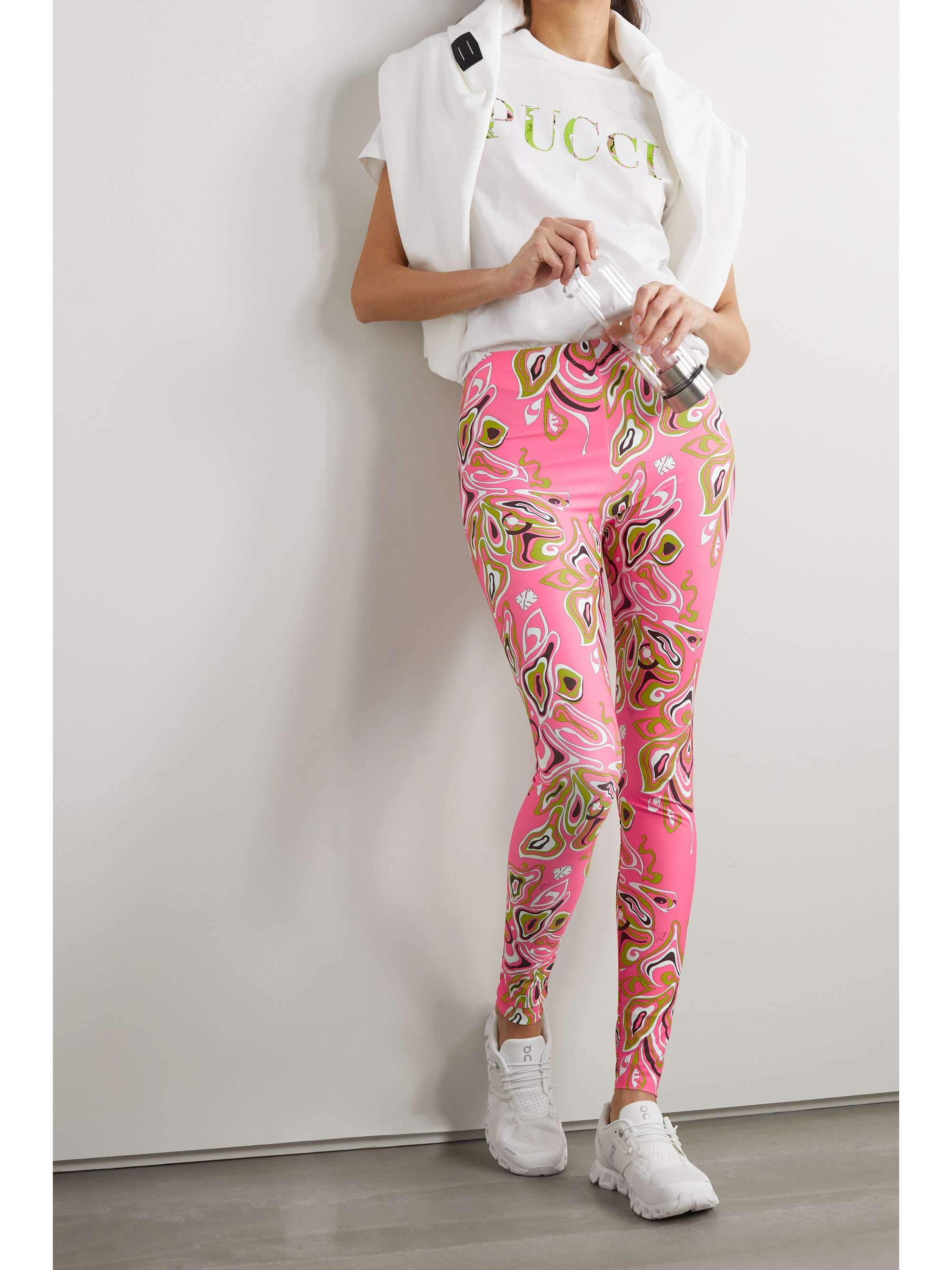 Pink Printed stretch leggings | EMILIO 