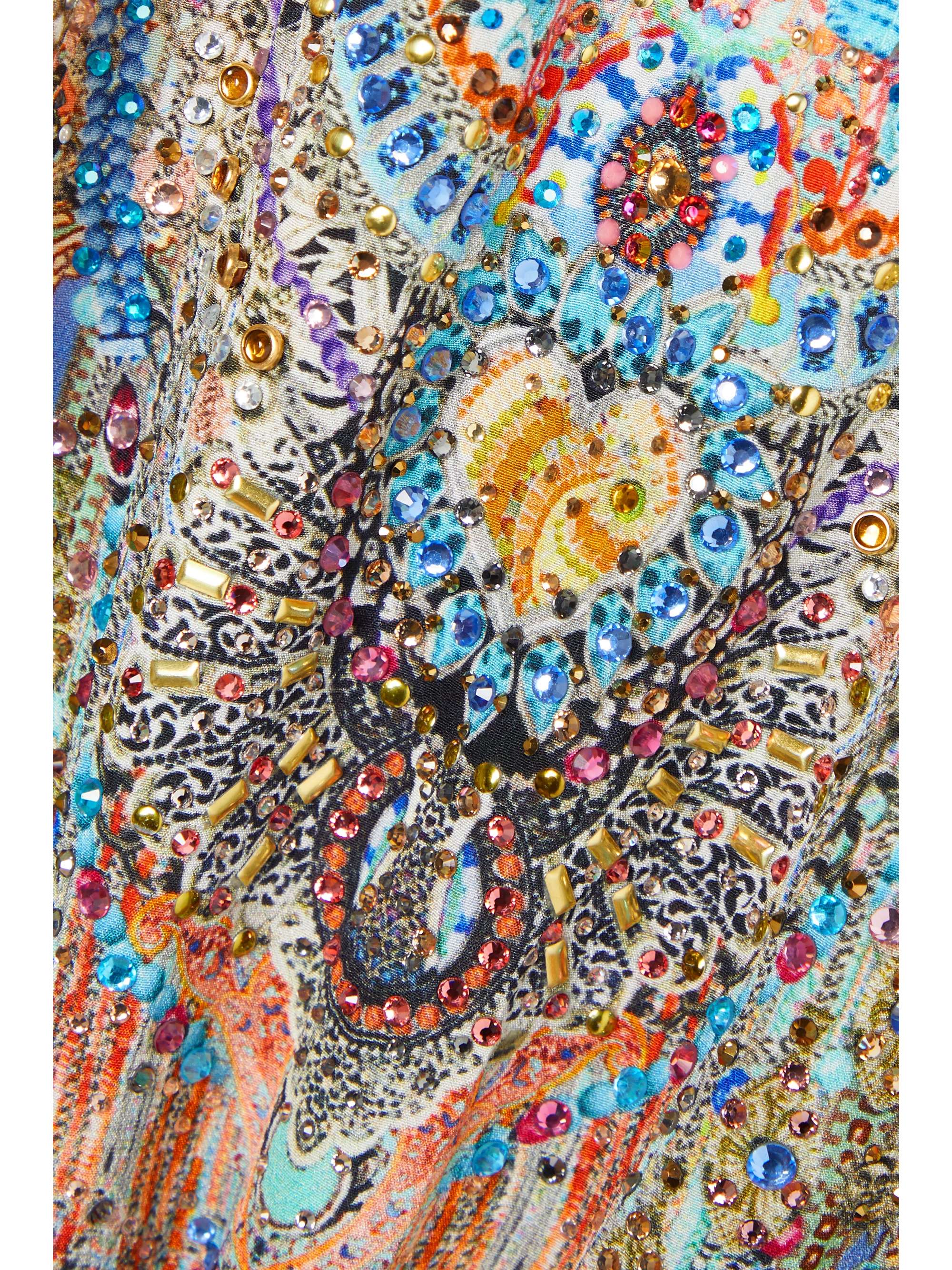 CAMILLA Off-the-shoulder embellished printed silk crepe de chine maxi dress