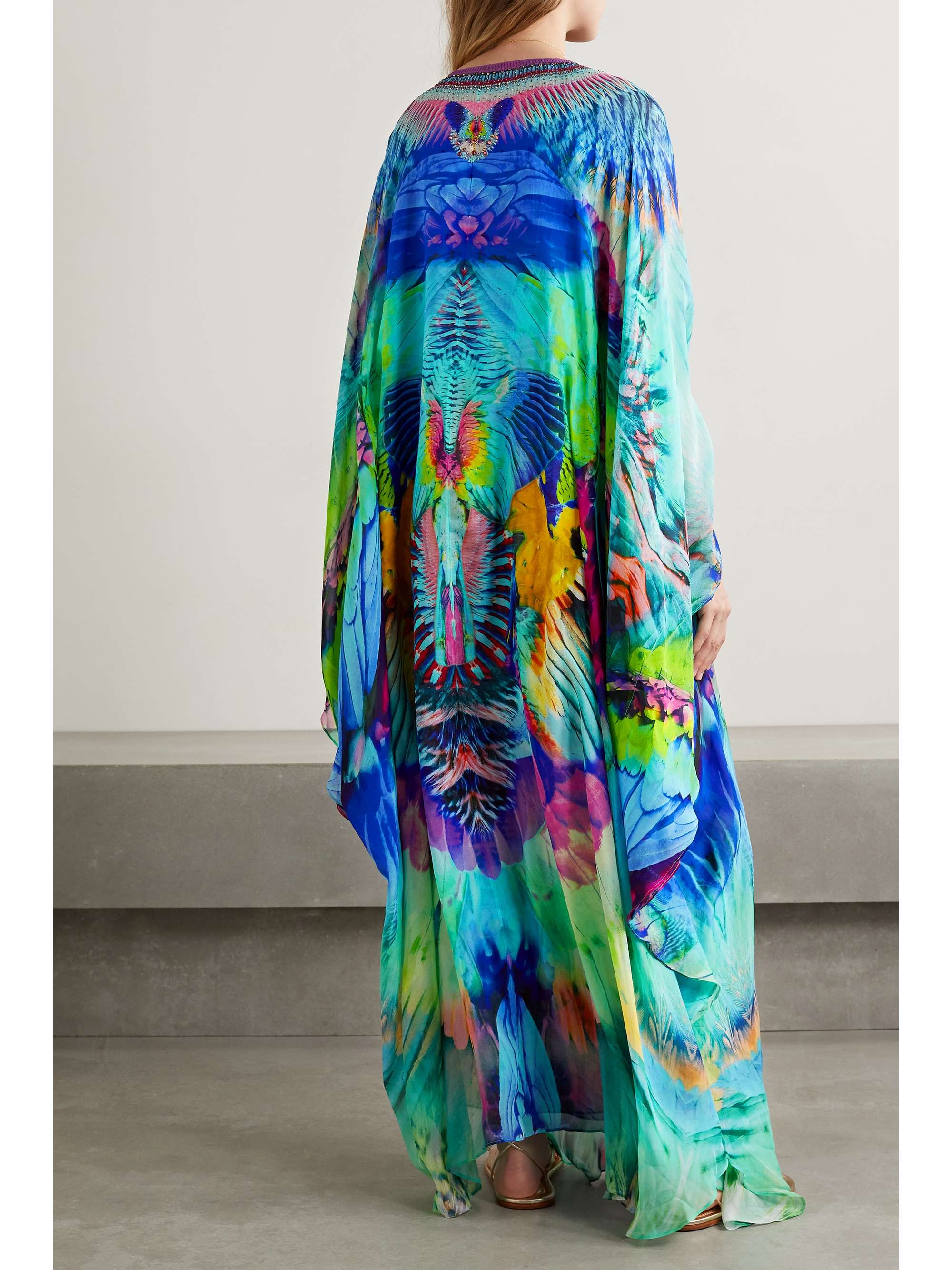 CAMILLA Crystal-embellished printed silk crepe de chine kaftan
