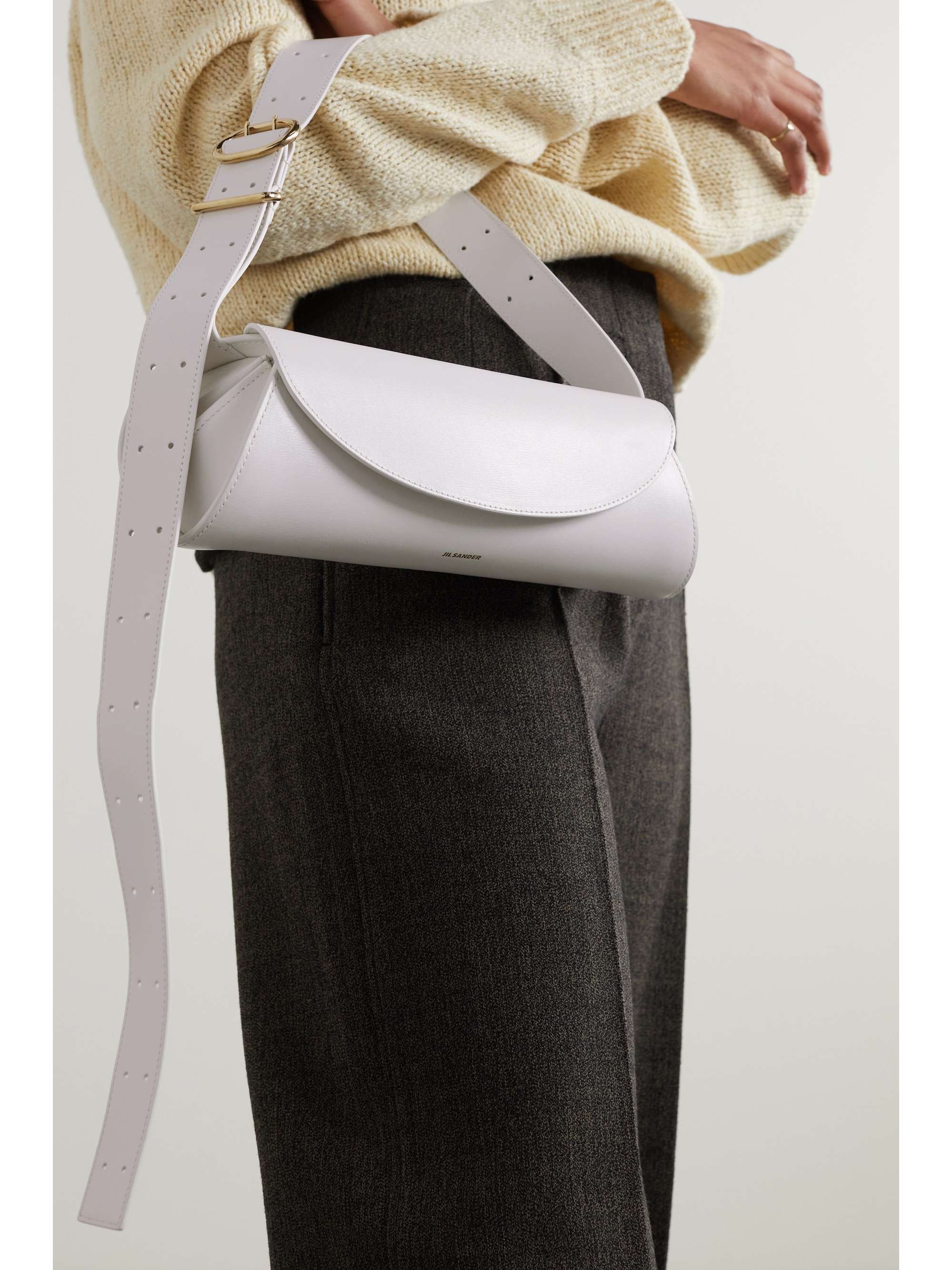 White Cannolo small leather shoulder bag | JIL SANDER | NET-A-PORTER