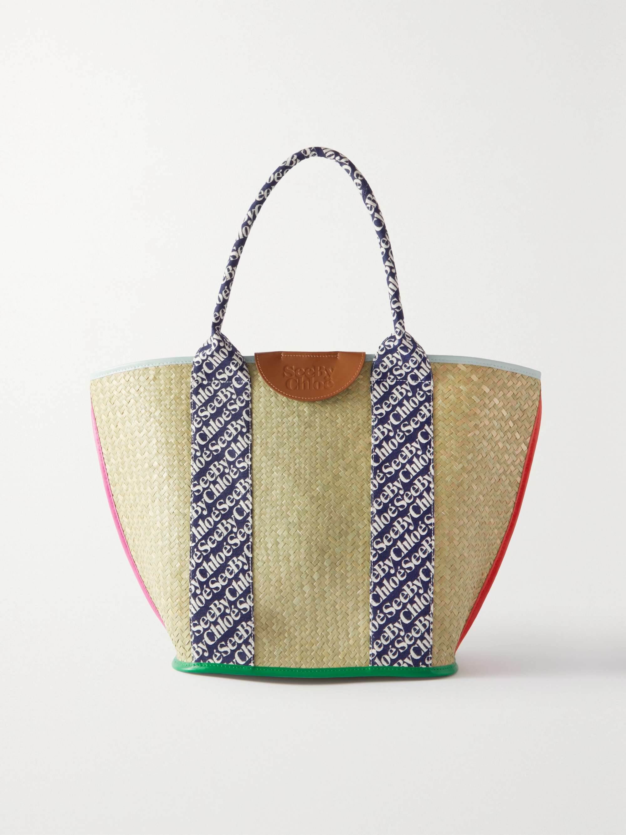 SEE BY CHLOÉ Laetizia woven raffia and canvas tote