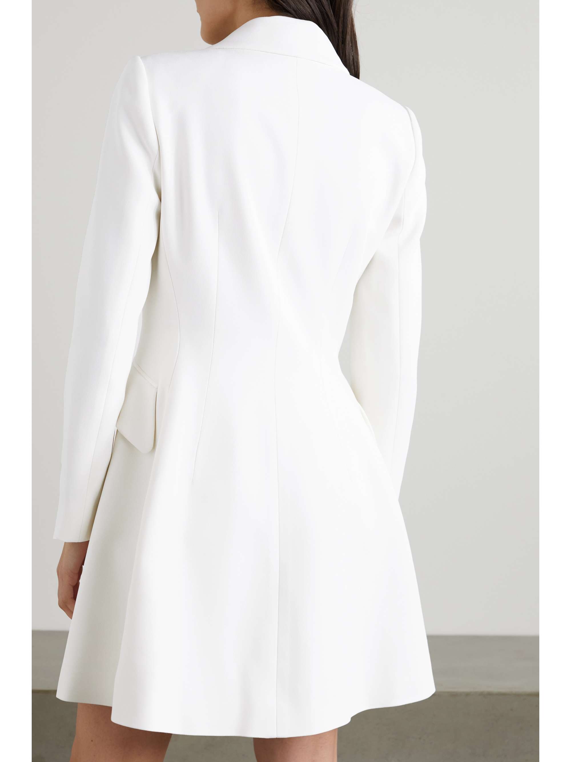 CAROLINA HERRERA Silk satin-trimmed crepe mini dress