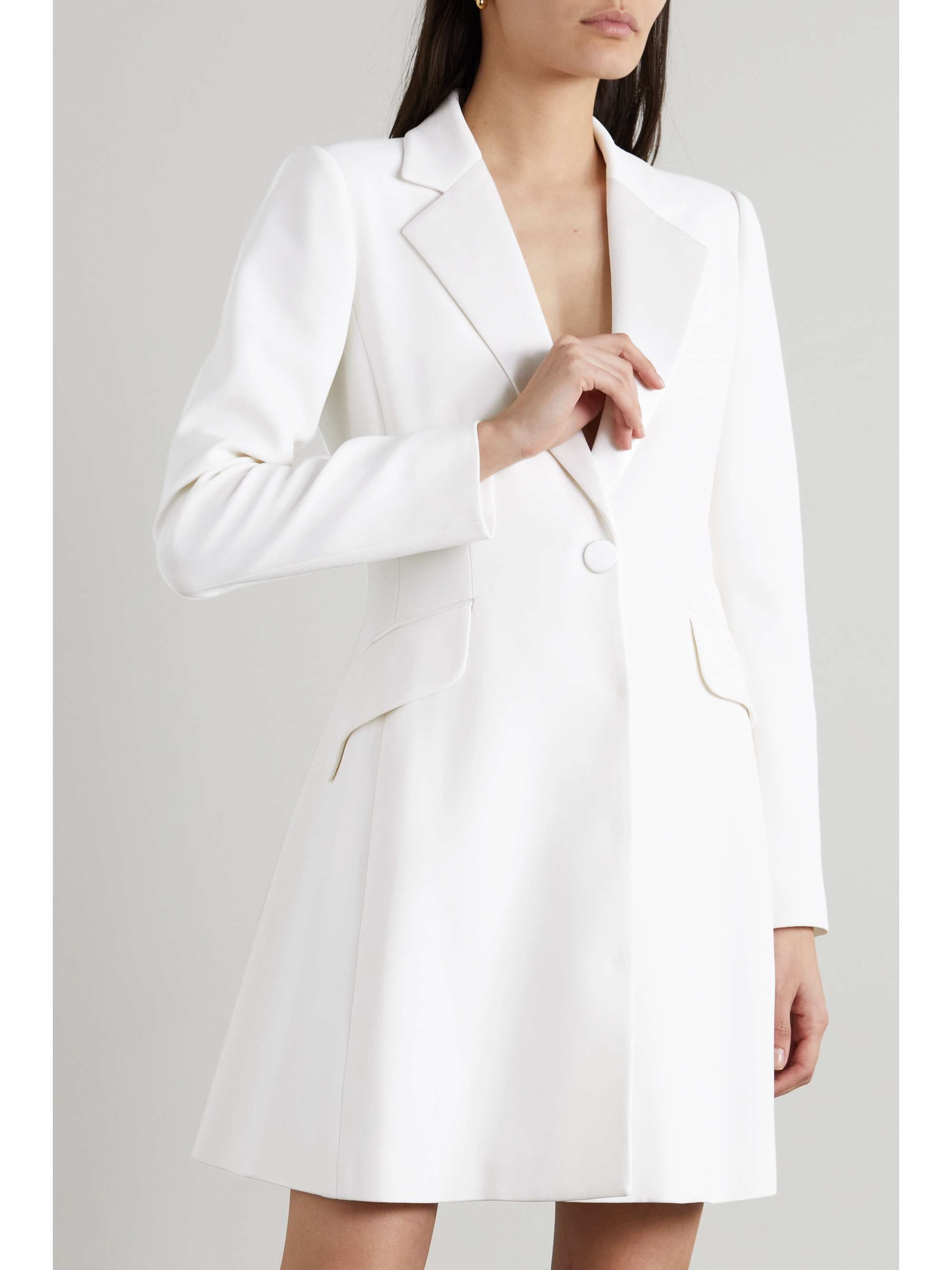 CAROLINA HERRERA Silk satin-trimmed crepe mini dress