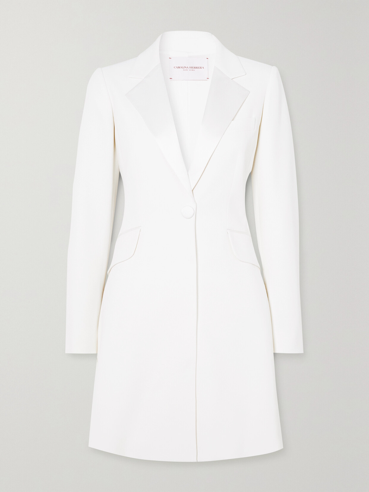 Carolina Herrera Silk Satin-trimmed Crepe Mini Dress - White