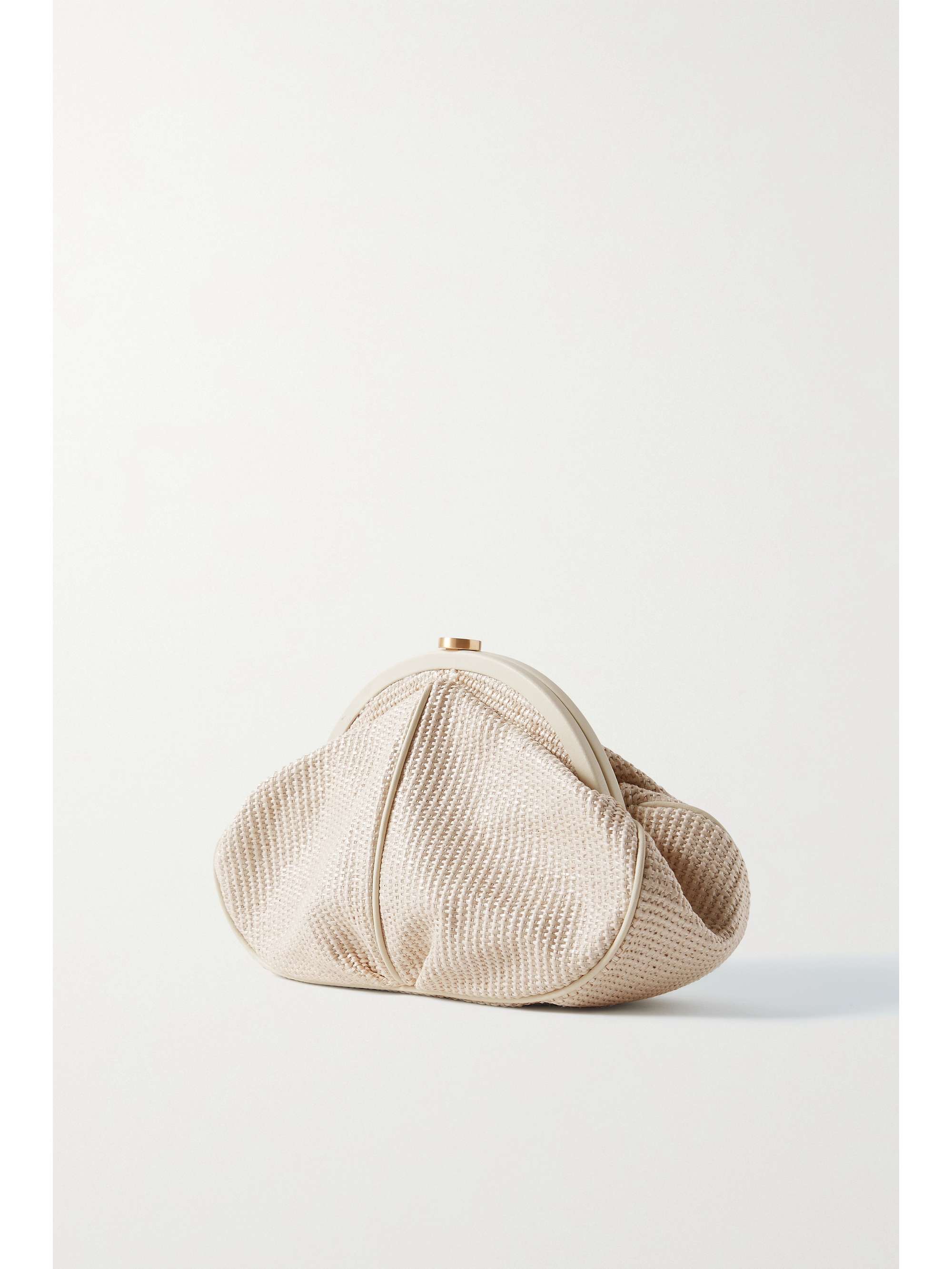 CULT GAIA Anna leather-trimmed woven raffia shoulder bag