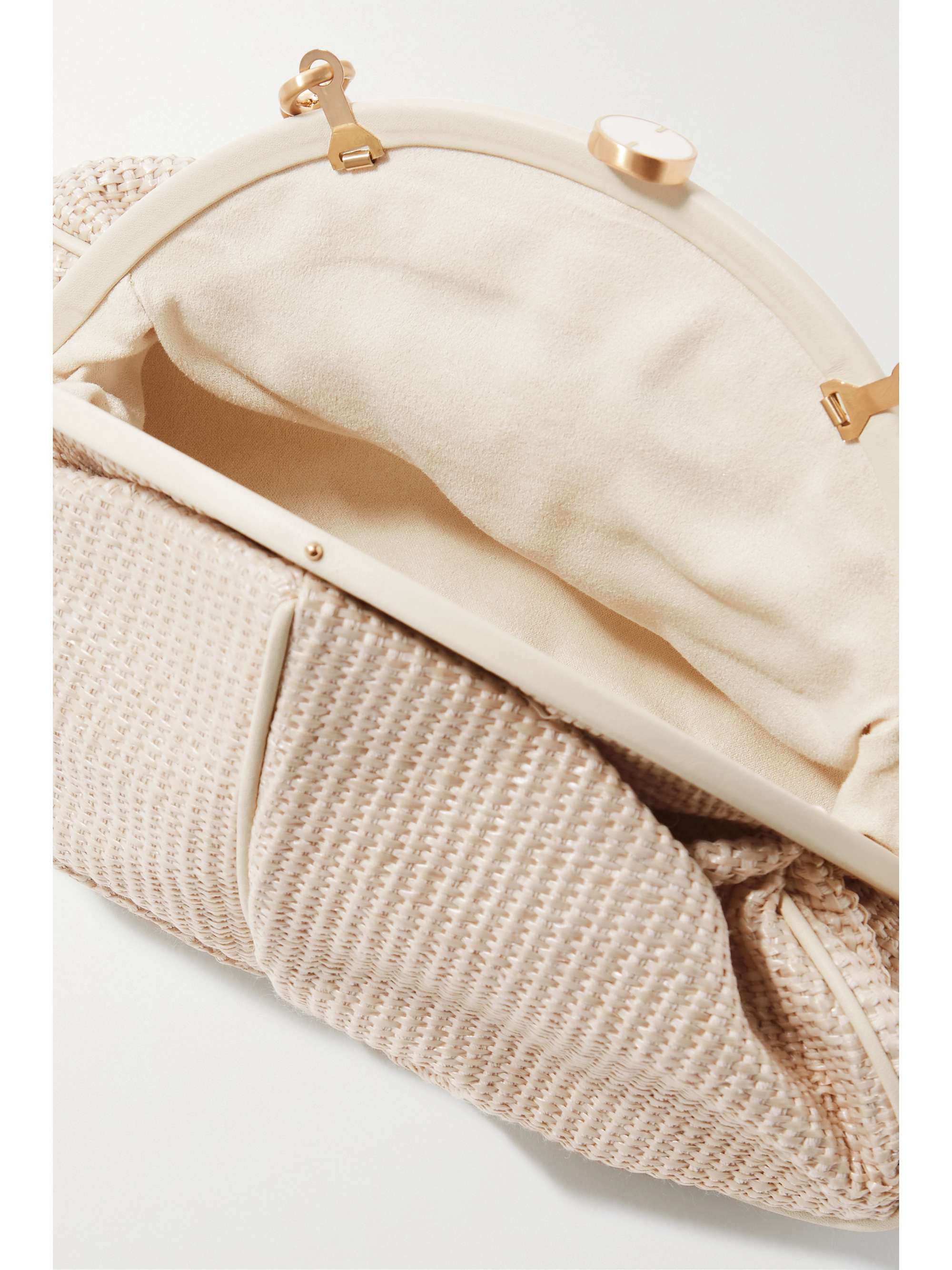 CULT GAIA Anna leather-trimmed woven raffia shoulder bag