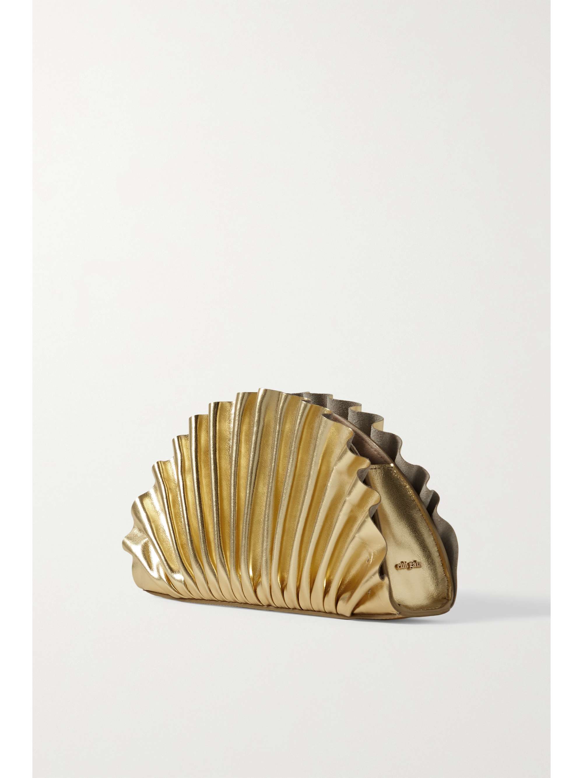CULT GAIA Nala ruched metallic leather clutch