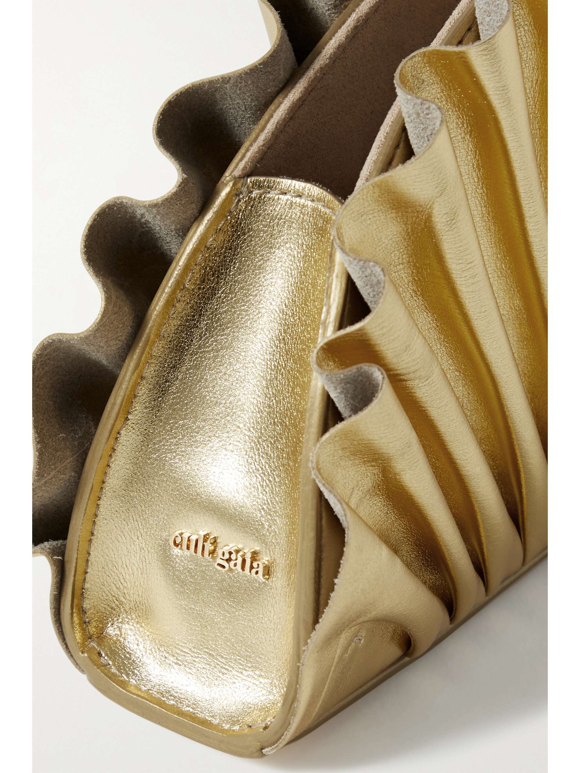 CULT GAIA Nala ruched metallic leather clutch