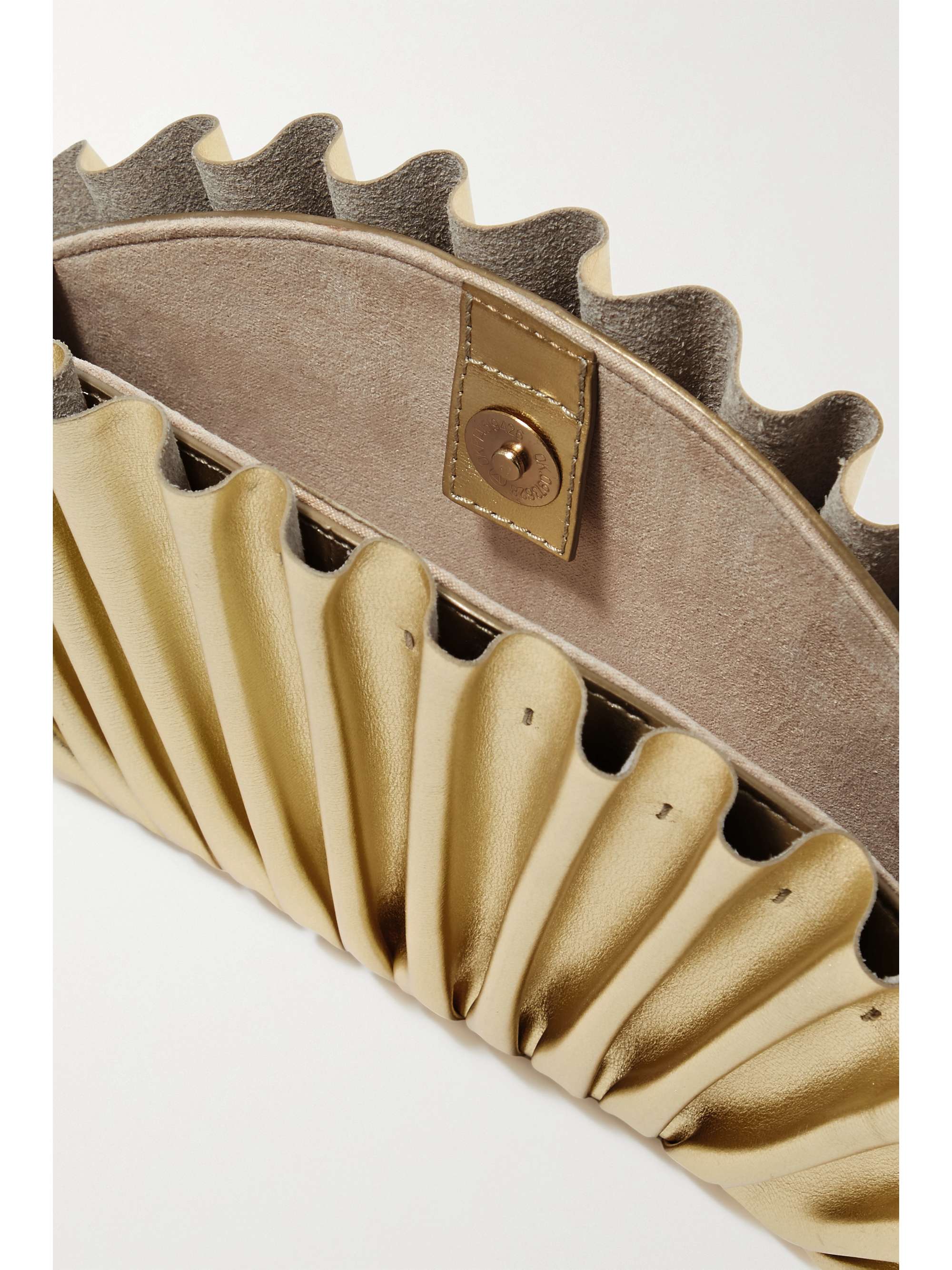 CULT GAIA Nala ruched metallic leather clutch