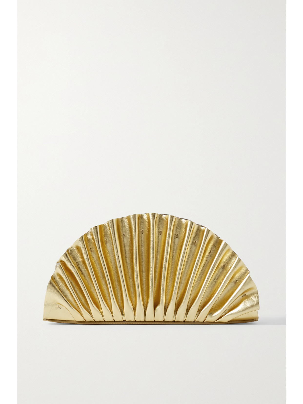 Shop Cult Gaia Nala Ruched Metallic Leather Clutch In Gold