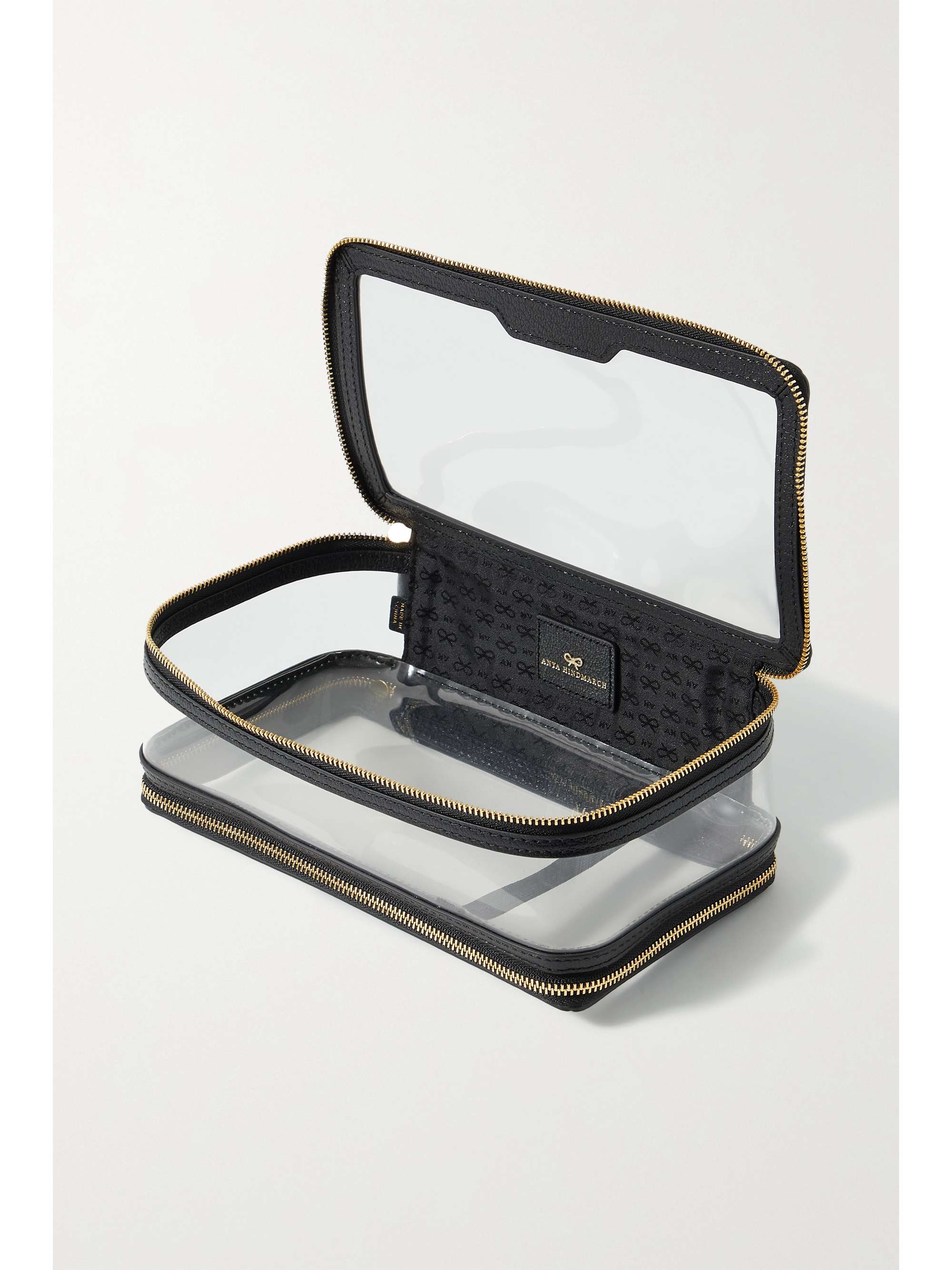 ANYA HINDMARCH In-Flight textured leather-trimmed PVC cosmetics case ...