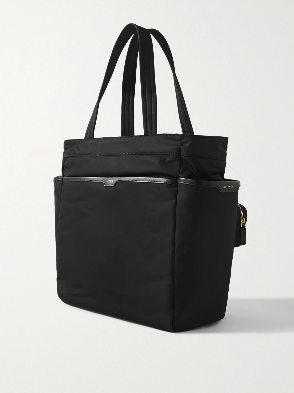 Shop Anya Hindmarch Commuter Leather-trimmed Econyl Tote In Black