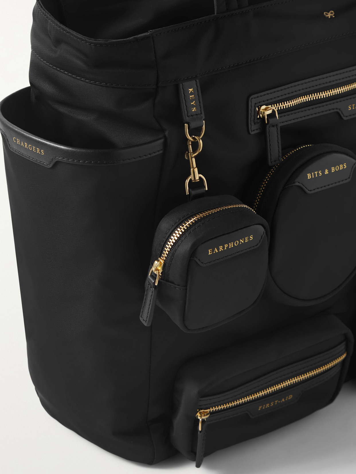 Shop Anya Hindmarch Commuter Leather-trimmed Econyl Tote In Black
