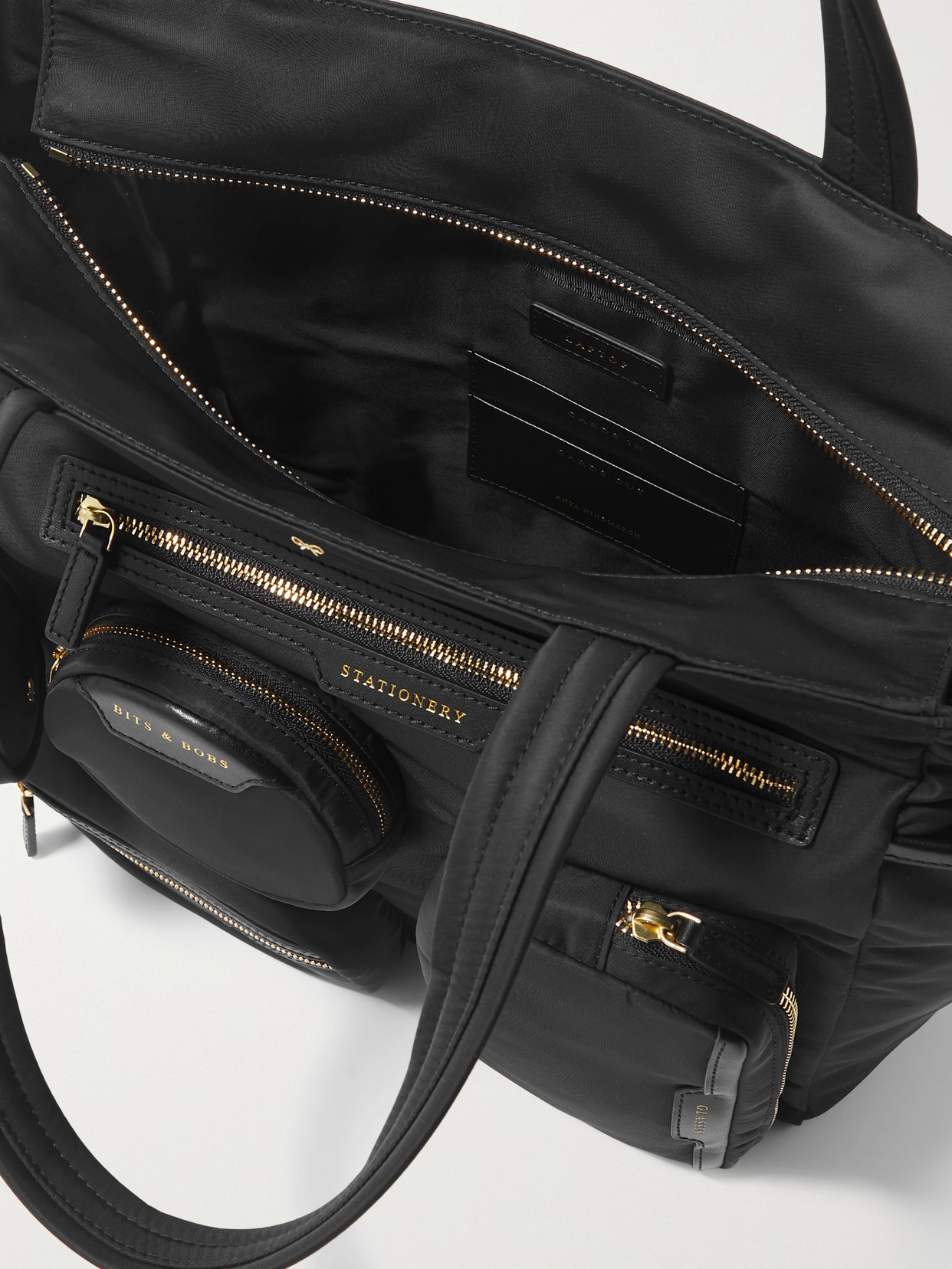 Shop Anya Hindmarch Commuter Leather-trimmed Econyl Tote In Black