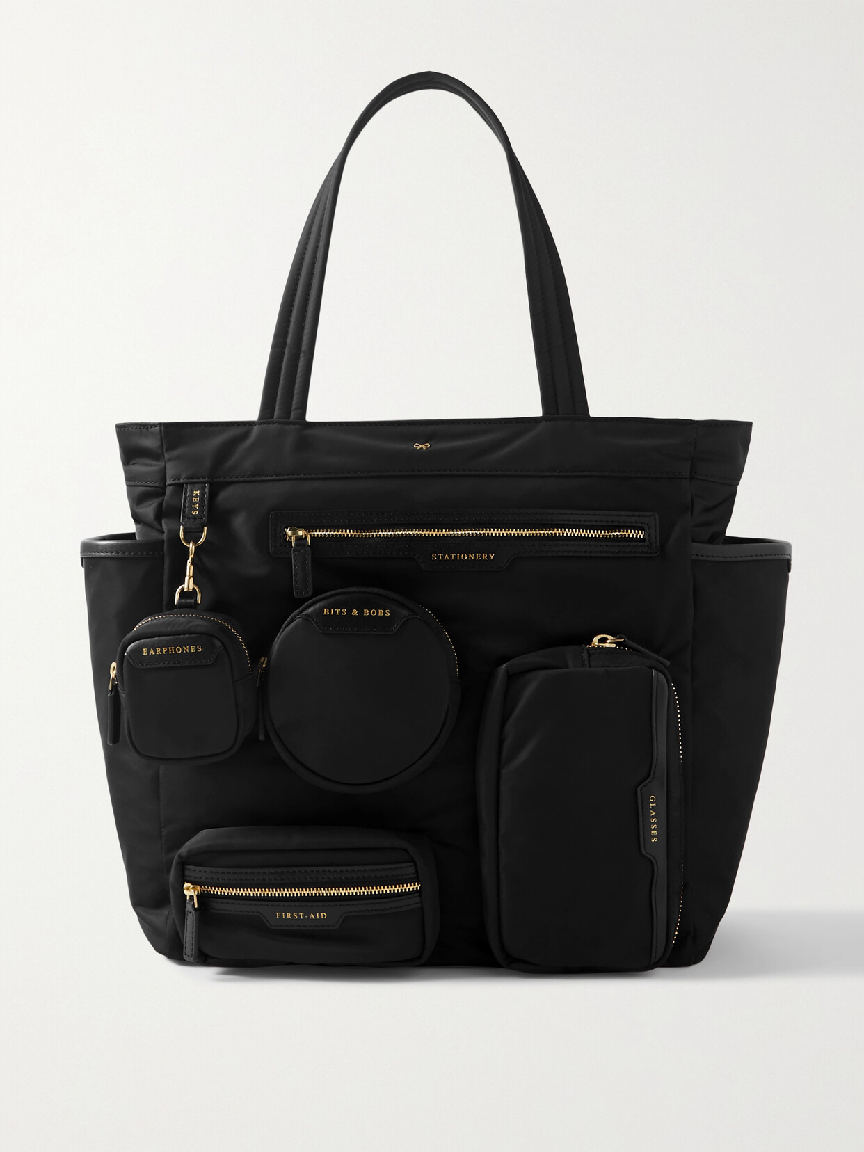 Shop Anya Hindmarch + Net Sustain Commuter Leather-trimmed Econyl Tote In Black