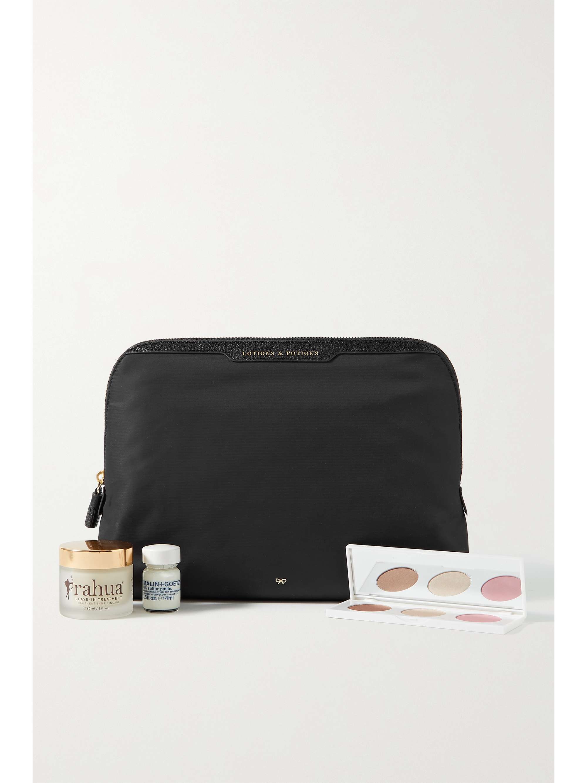 ANYA HINDMARCH + NET SUSTAIN Lotions and Potions leather-trimmed shell cosmetics case