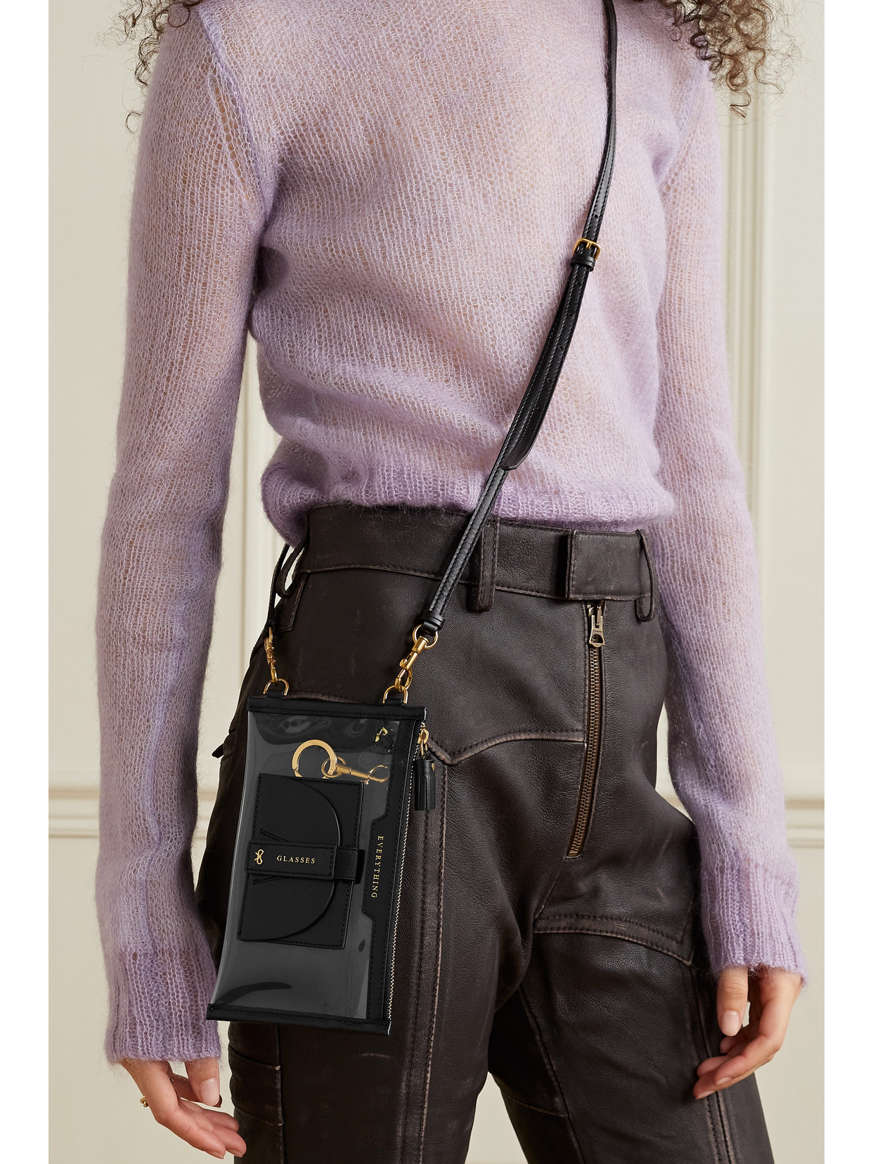 ANYA HINDMARCH EVERYTHING LEATHER-TRIMMED TPU AND RECYCLED SHELL POUCH