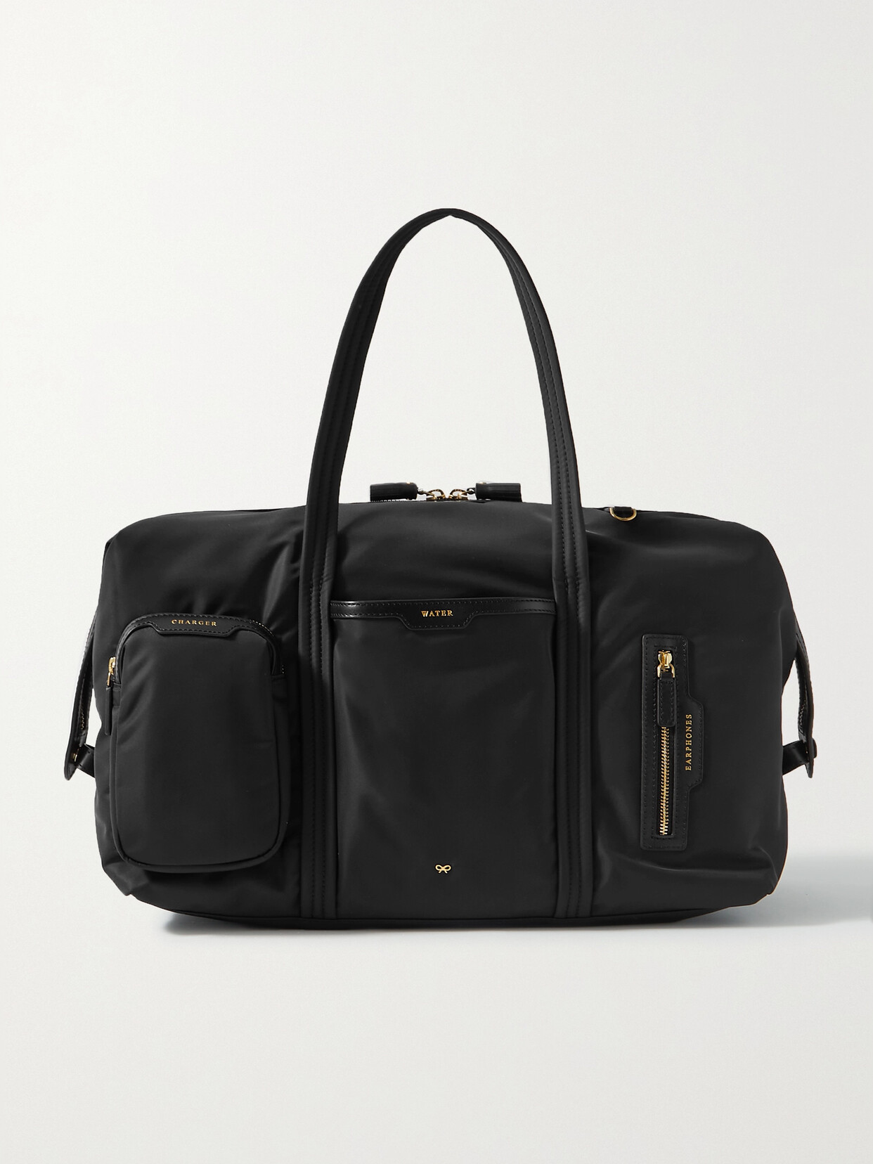 Anya Hindmarch + Net Sustain Inflight Leather-trimmed Econyl Weekend Bag In Black