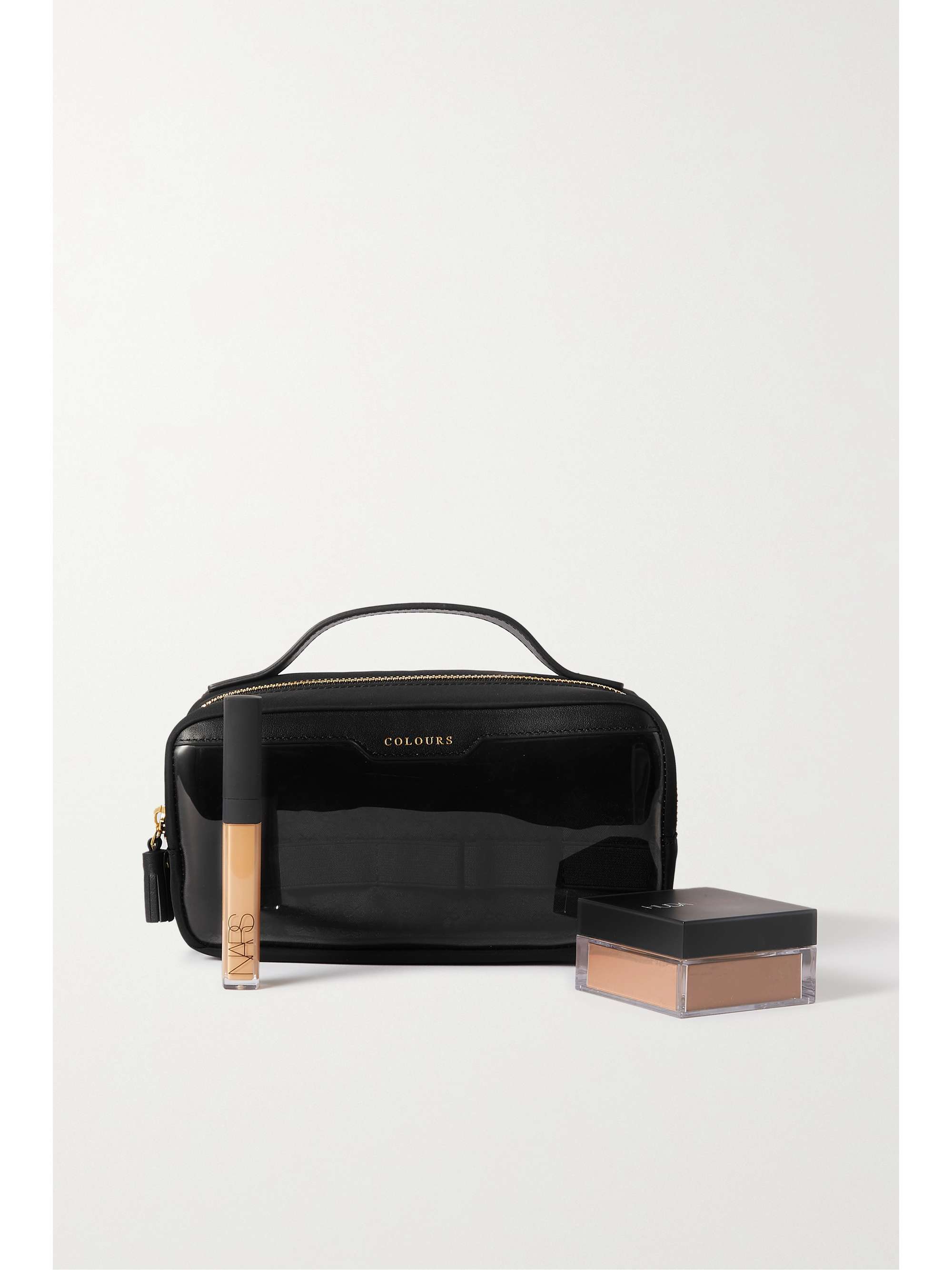 ANYA HINDMARCH + NET SUSTAIN Nails Kit Kosmetiketui aus recyceltem Nylon und PVC mit Lederbesätzen und Prägung