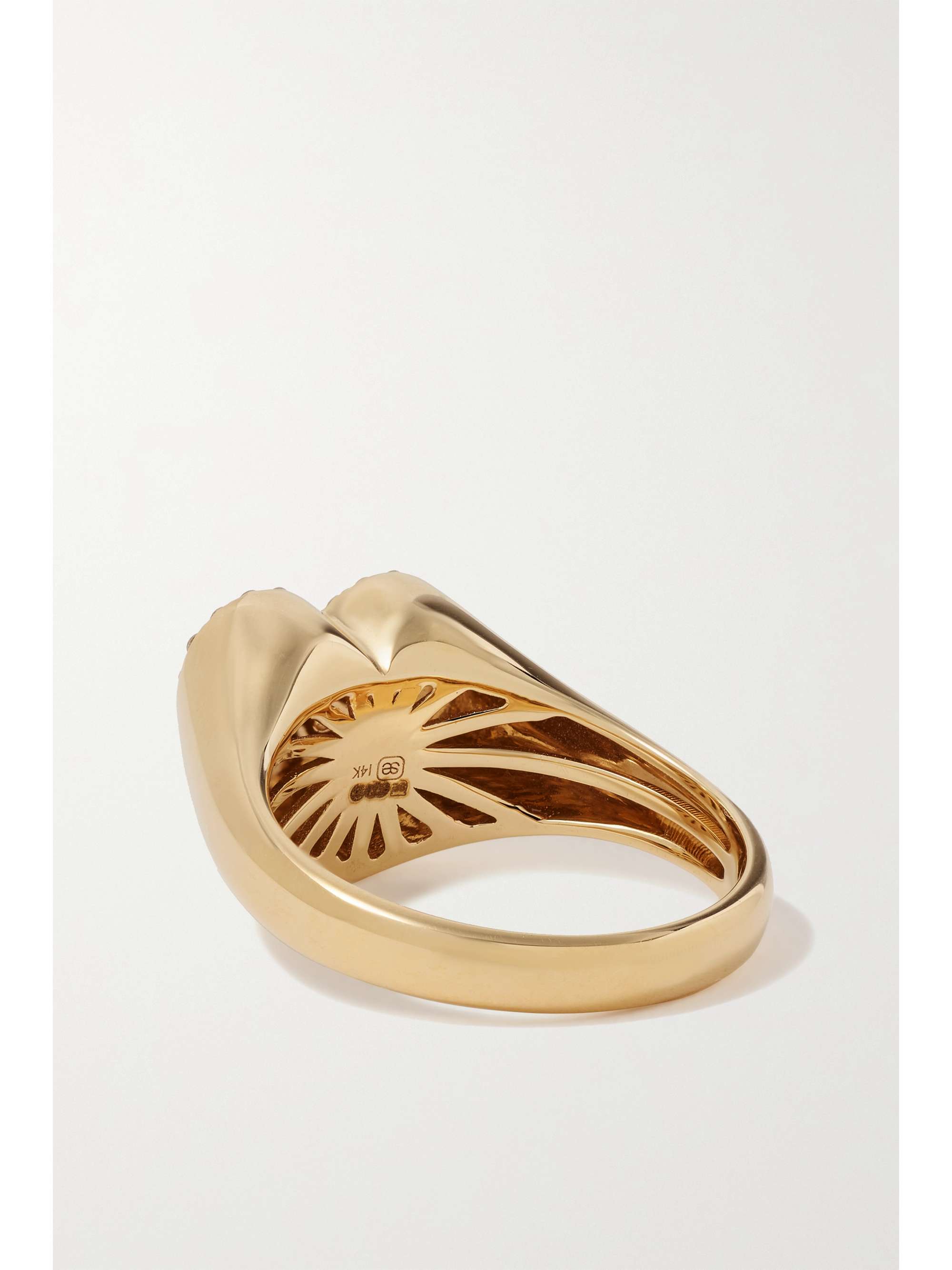 SYDNEY EVAN Heart Marquis Eye 14-karat gold diamond signet ring