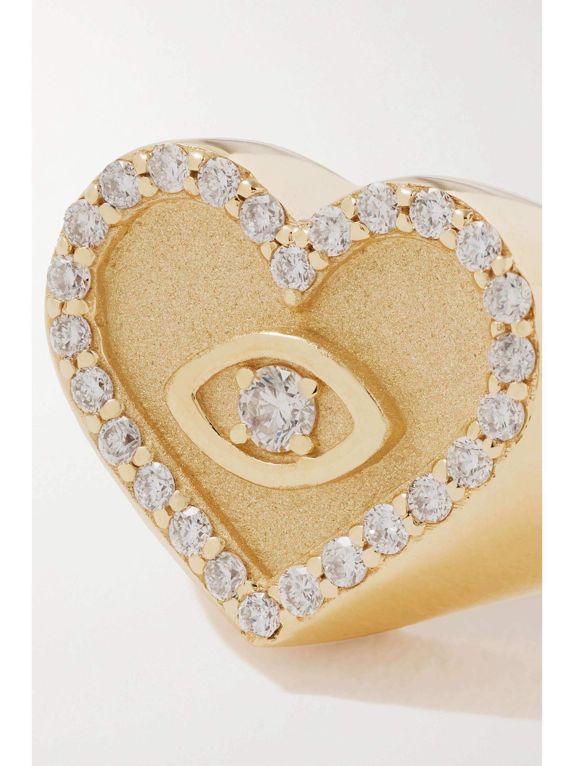 SYDNEY EVAN Heart Marquis Eye 14-karat gold diamond signet ring