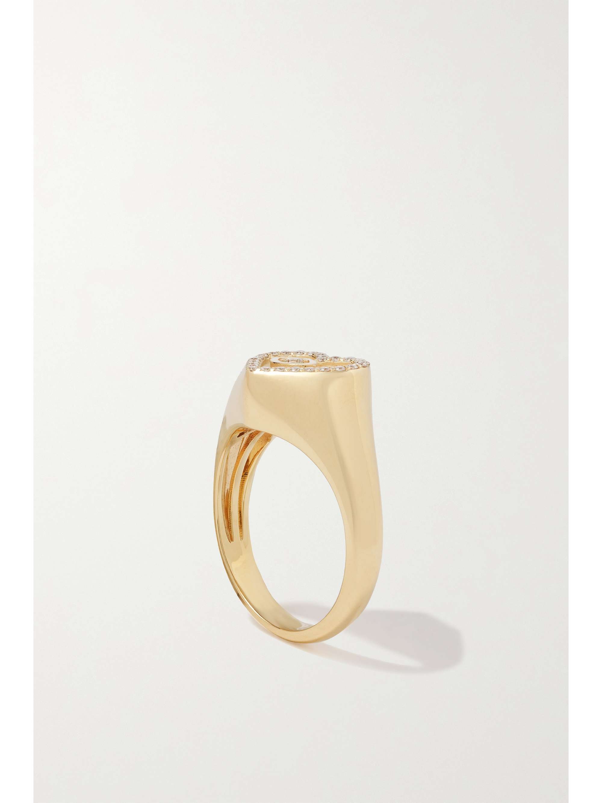 SYDNEY EVAN Heart Marquis Eye 14-karat gold diamond signet ring