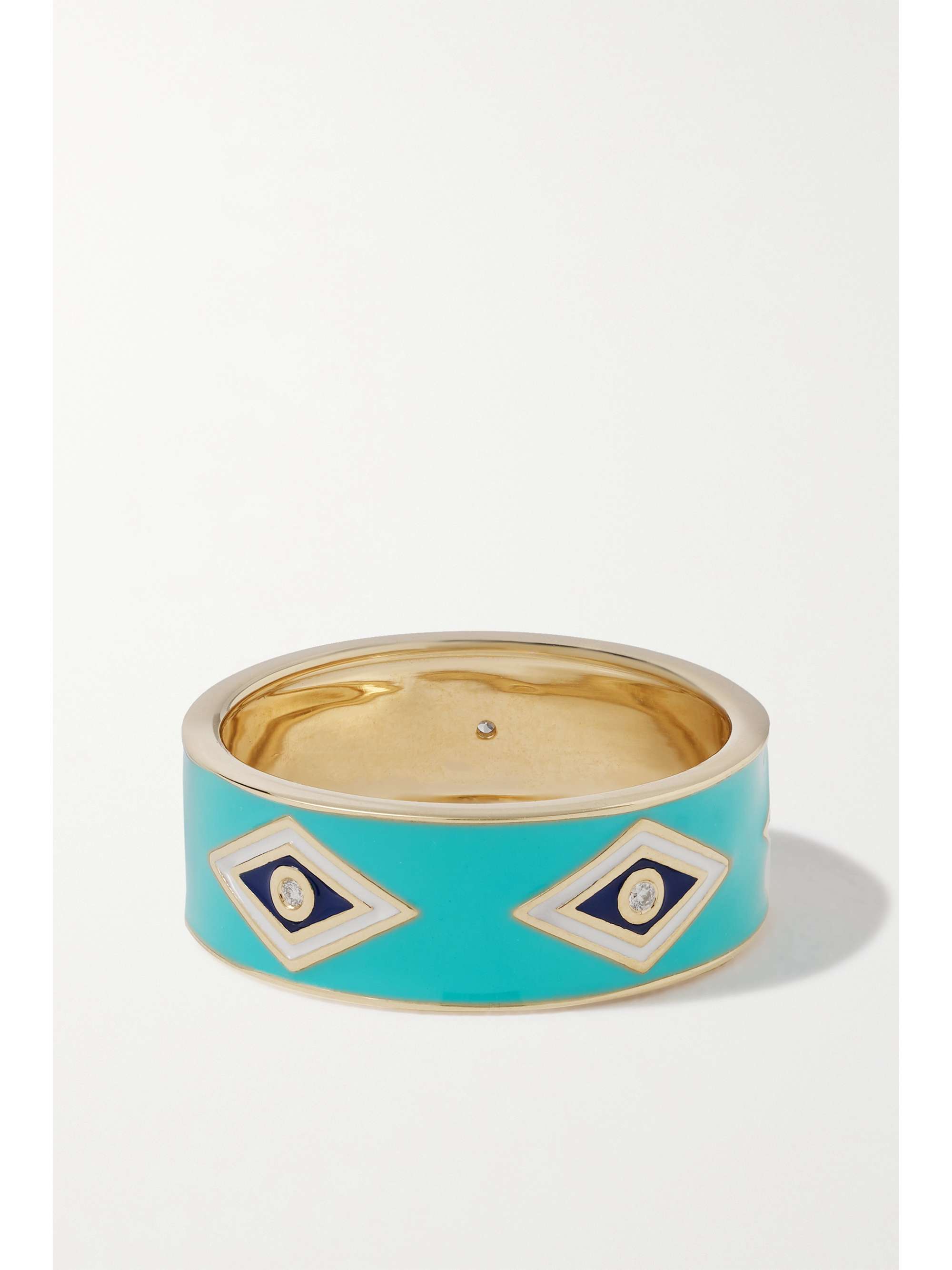 SYDNEY EVAN Groovy Eye 14-karat gold, enamel and diamond ring