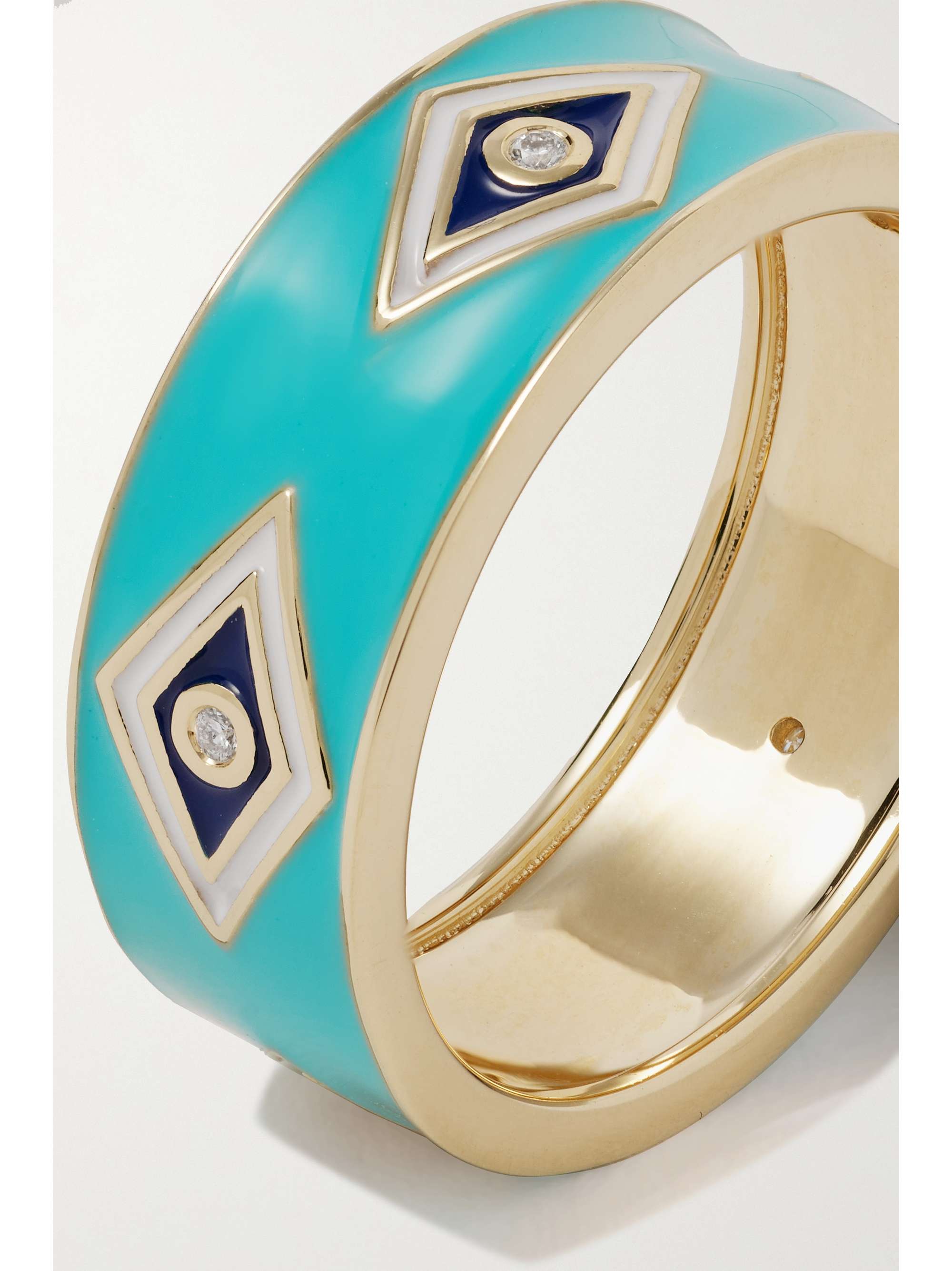 SYDNEY EVAN Groovy Eye 14-karat gold, enamel and diamond ring