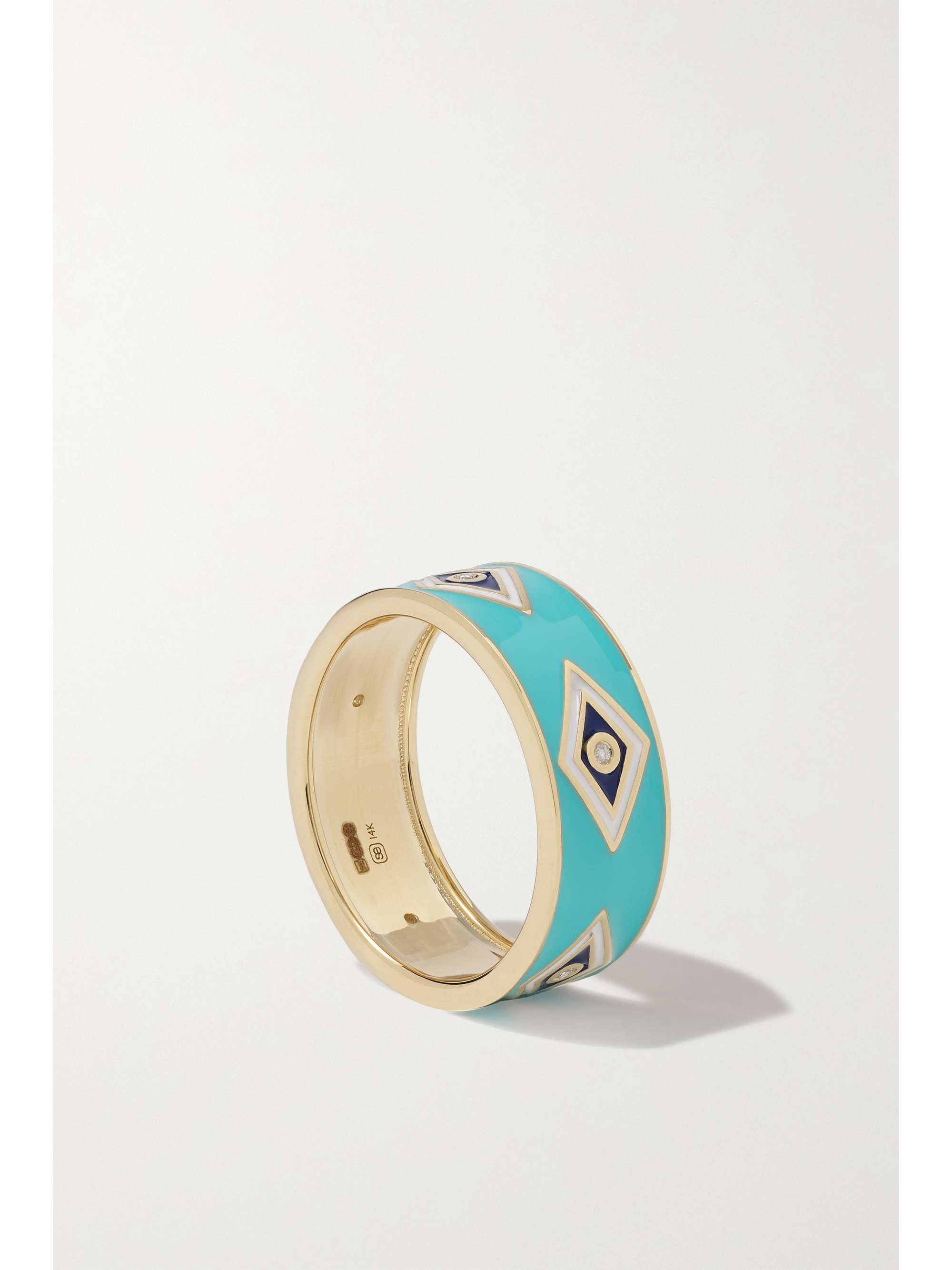 SYDNEY EVAN Groovy Eye 14-karat gold, enamel and diamond ring