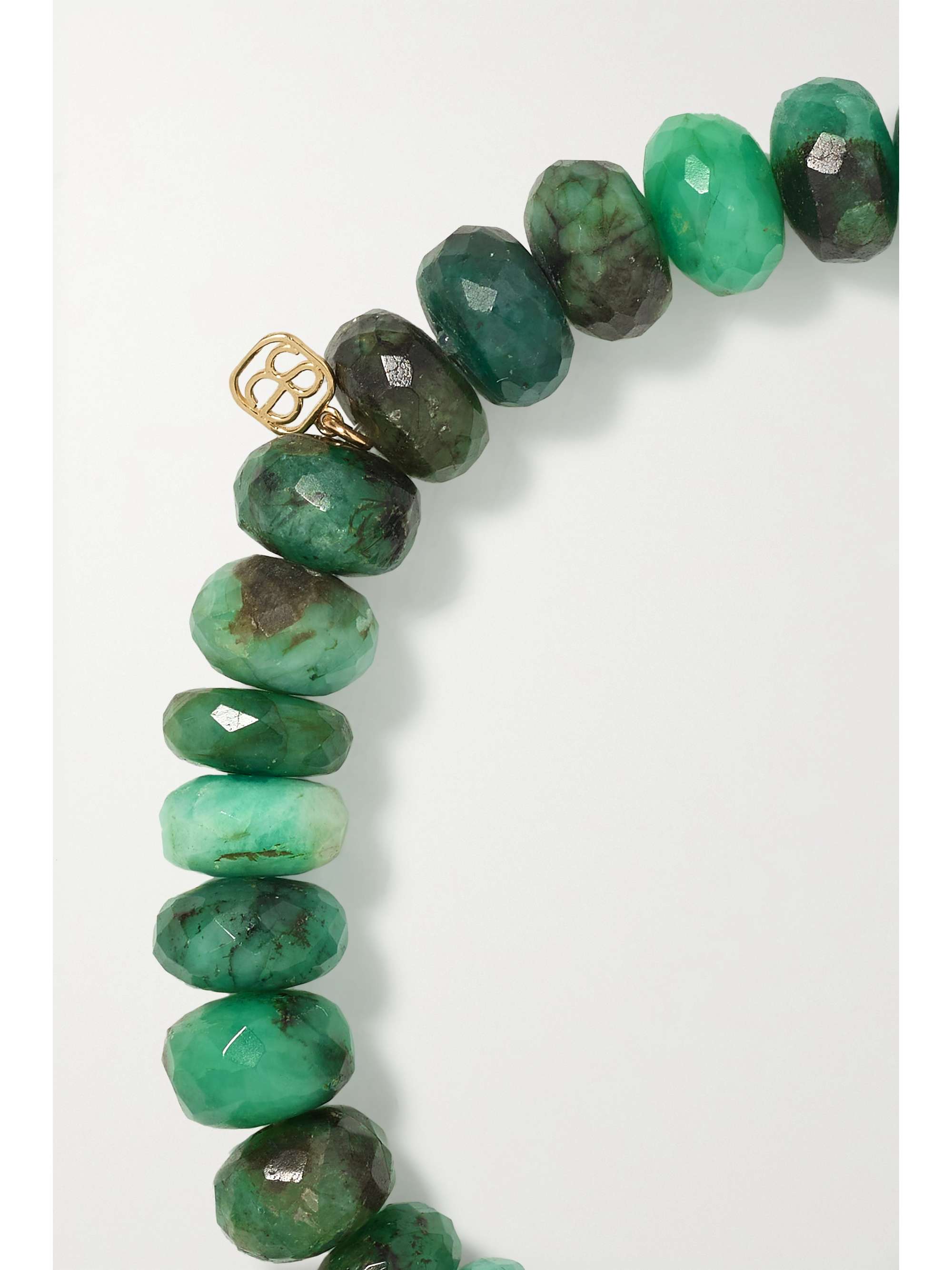 SYDNEY EVAN Clover 14-karat gold, emerald and diamond bracelet