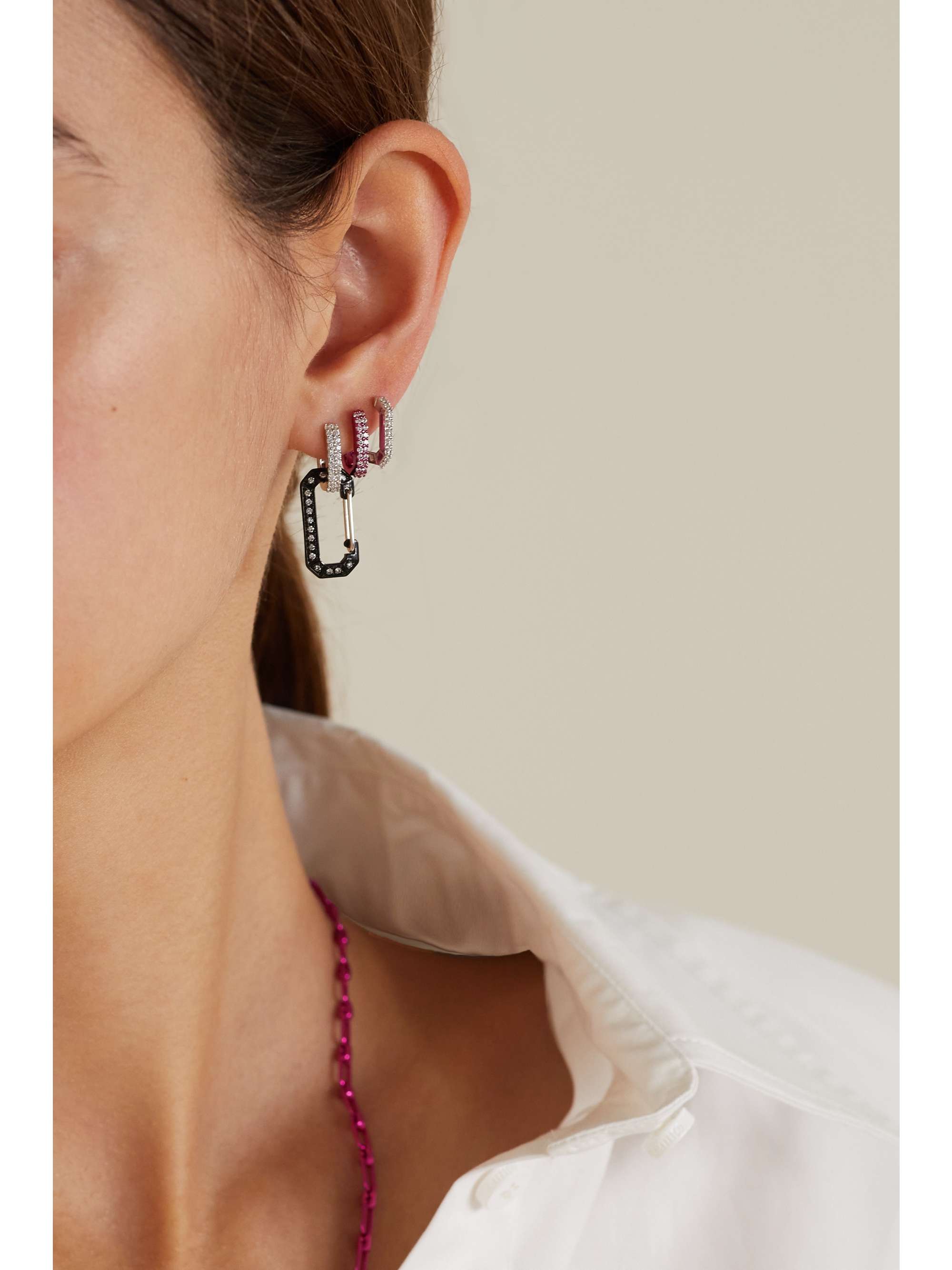 EÉRA Chiara small white gold diamond single earring
