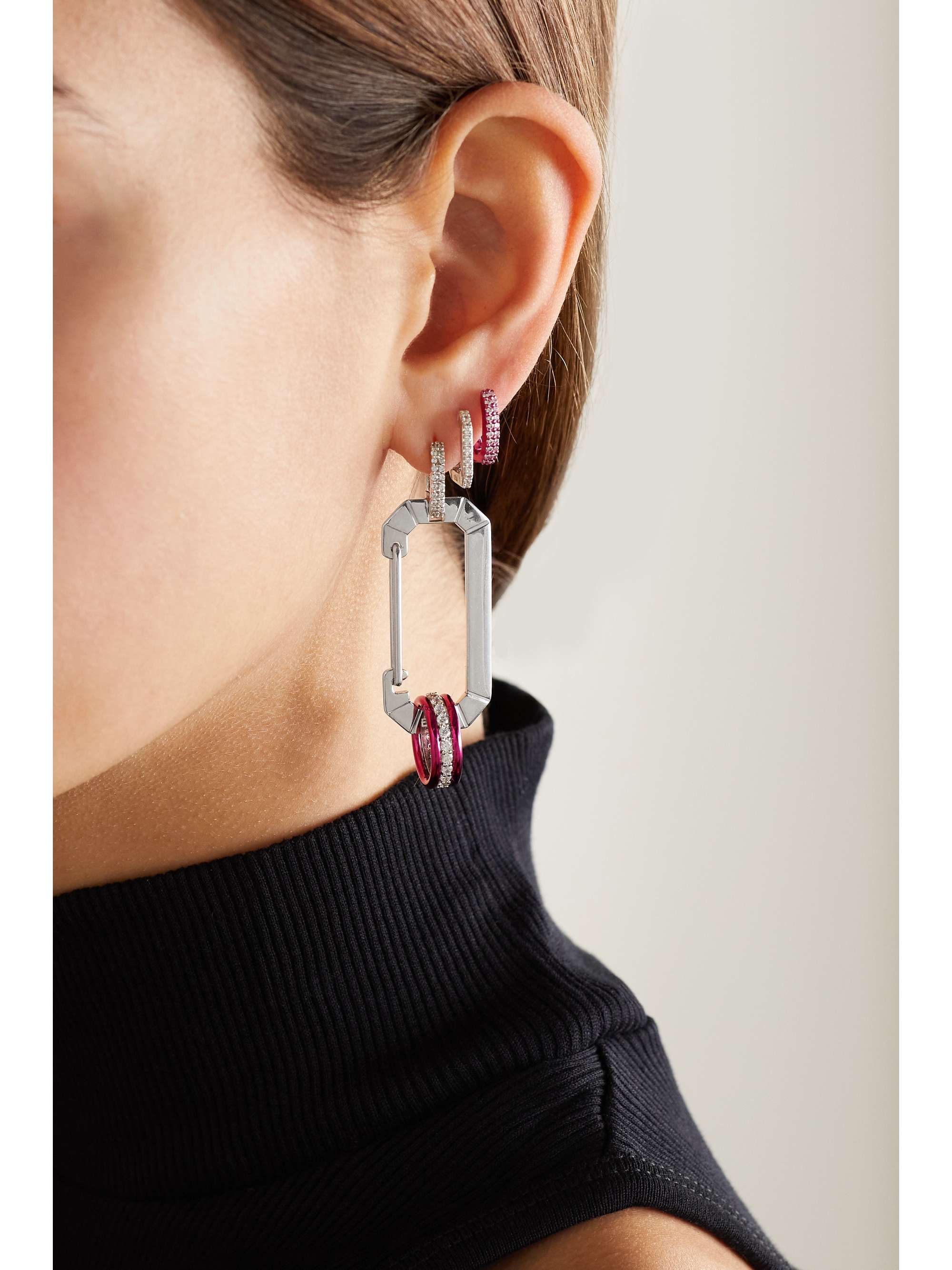 EÉRA 18-karat white gold diamond single earring