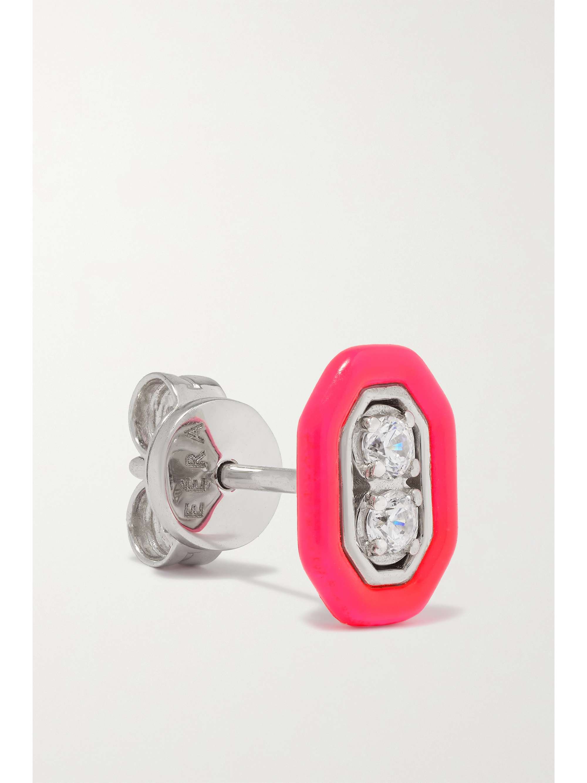 EÉRA 18-karat white gold, enamel and diamond single earring