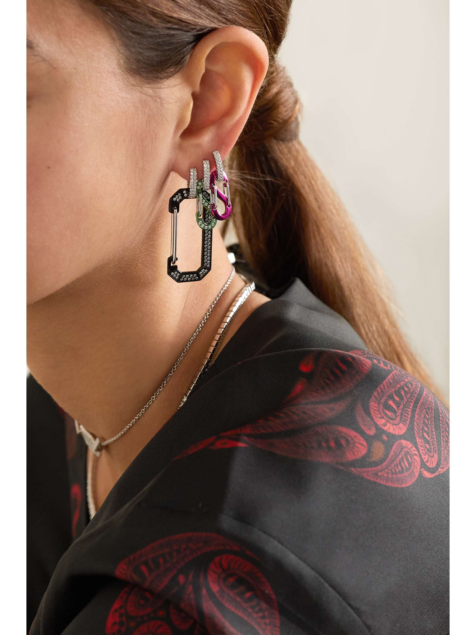 EÉRA Small white gold, silver and diamond single earring