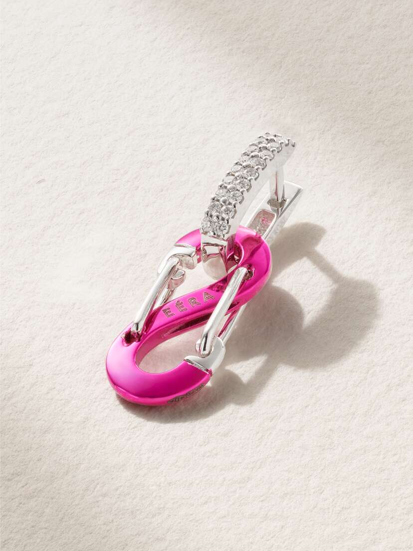 EÉRA Small White Gold, Silver And Diamond Single Earring