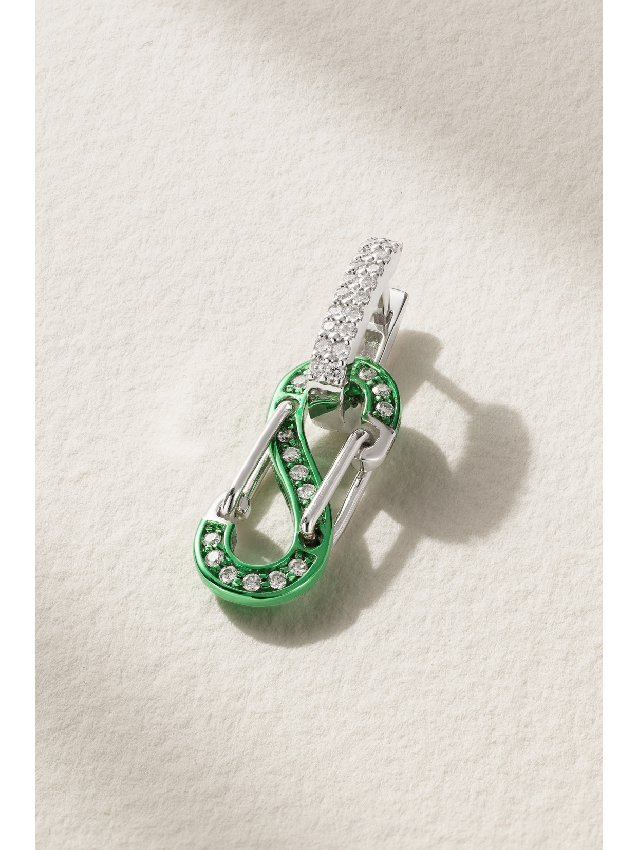EÉRA - Small White Gold, Silver And Diamond Single Earring - One size