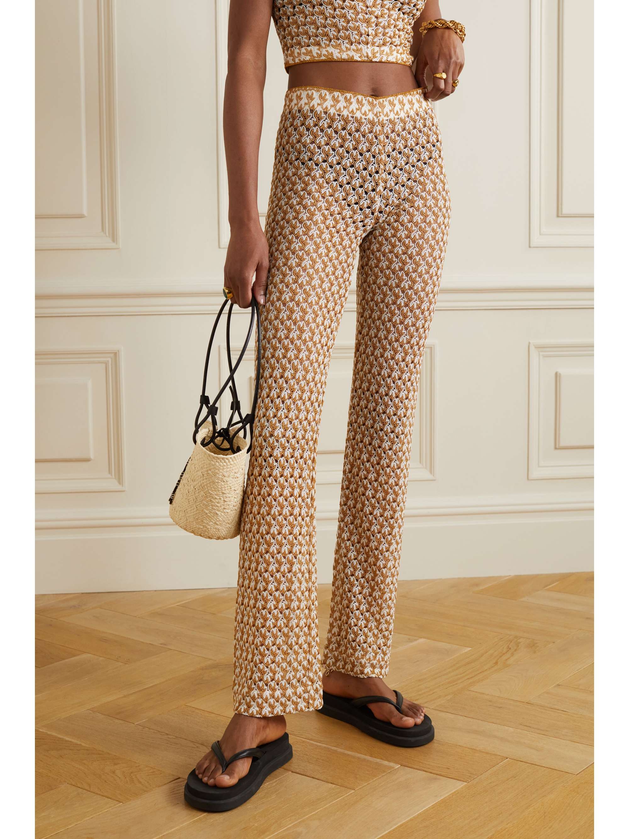 MISSONI Mare metallic crochet-knit wide-leg pants NET-A-PORTER