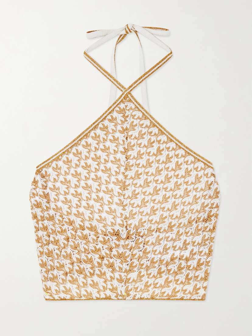 Missoni Mare Metallic Crochet-knit Halterneck Top