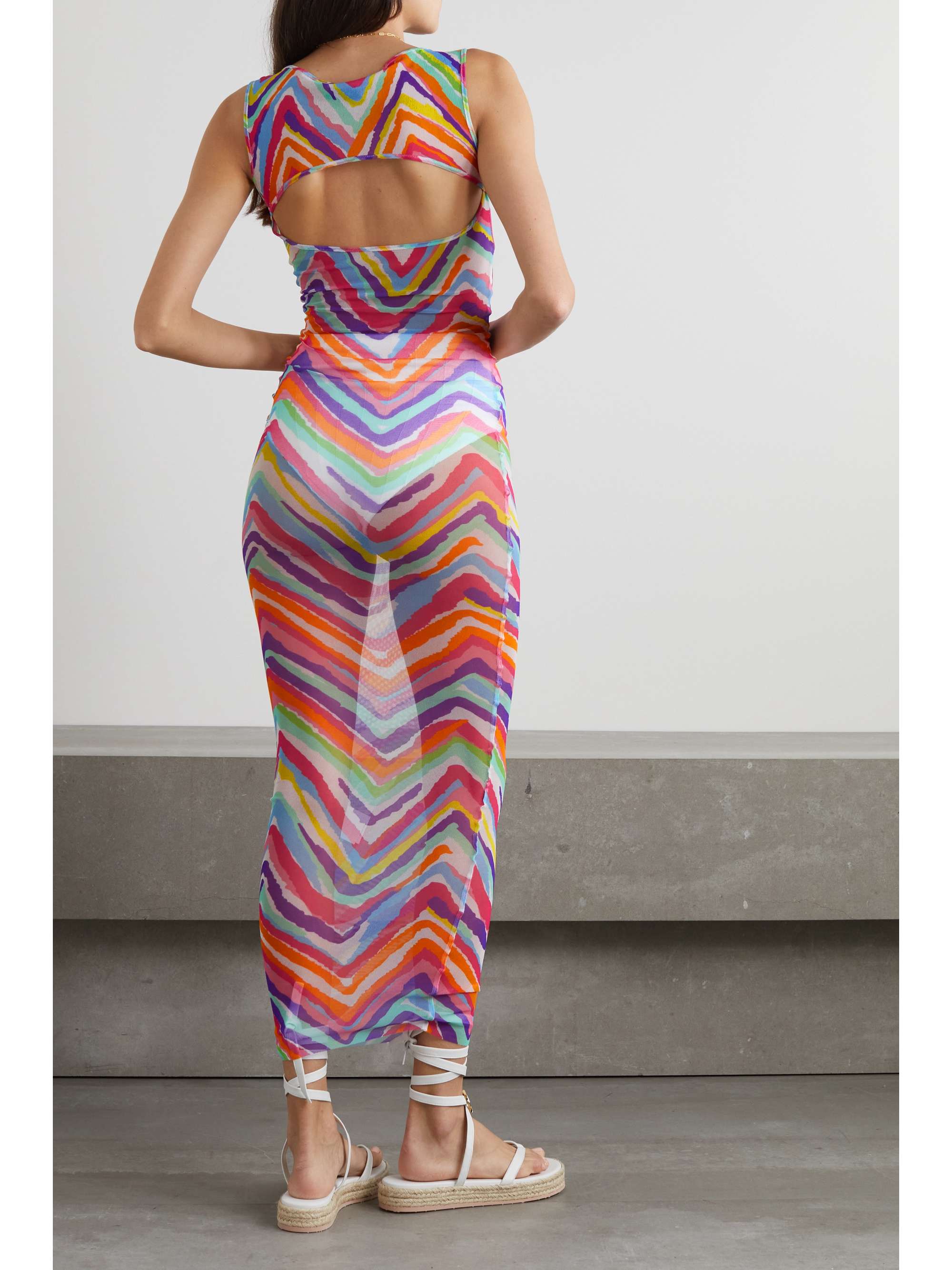 MISSONI Cutout printed mesh maxi dress